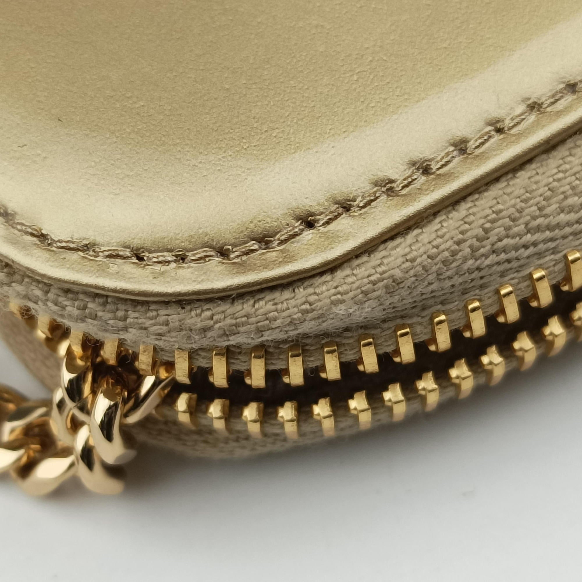 Pre-owned Prada Triangle Crystal Golden Leather 1NR015 shoulderbag | stylenewstar
