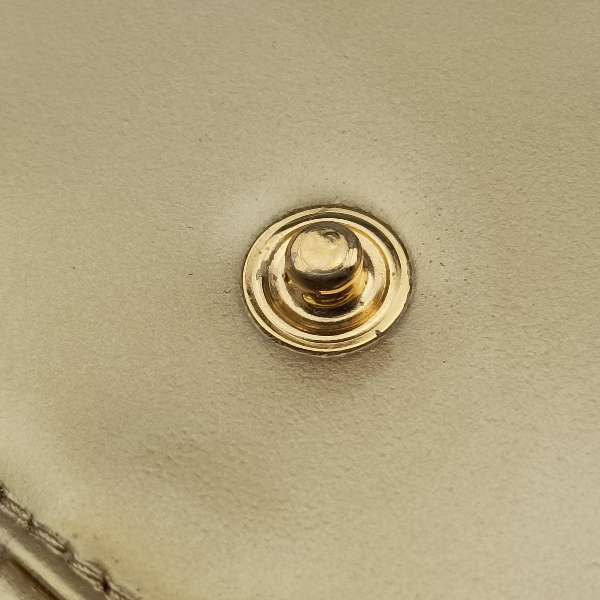 Pre-owned Prada Triangle Crystal Golden Leather 1NR015 shoulderbag | stylenewstar