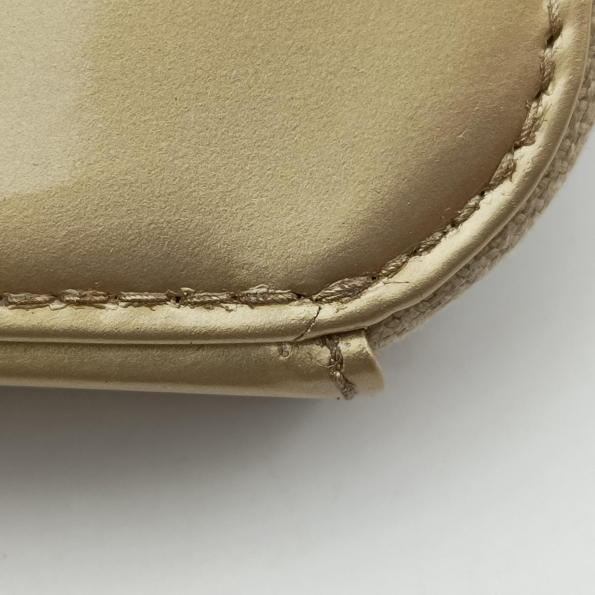 Pre-owned Prada Triangle Crystal Golden Leather 1NR015 shoulderbag | stylenewstar