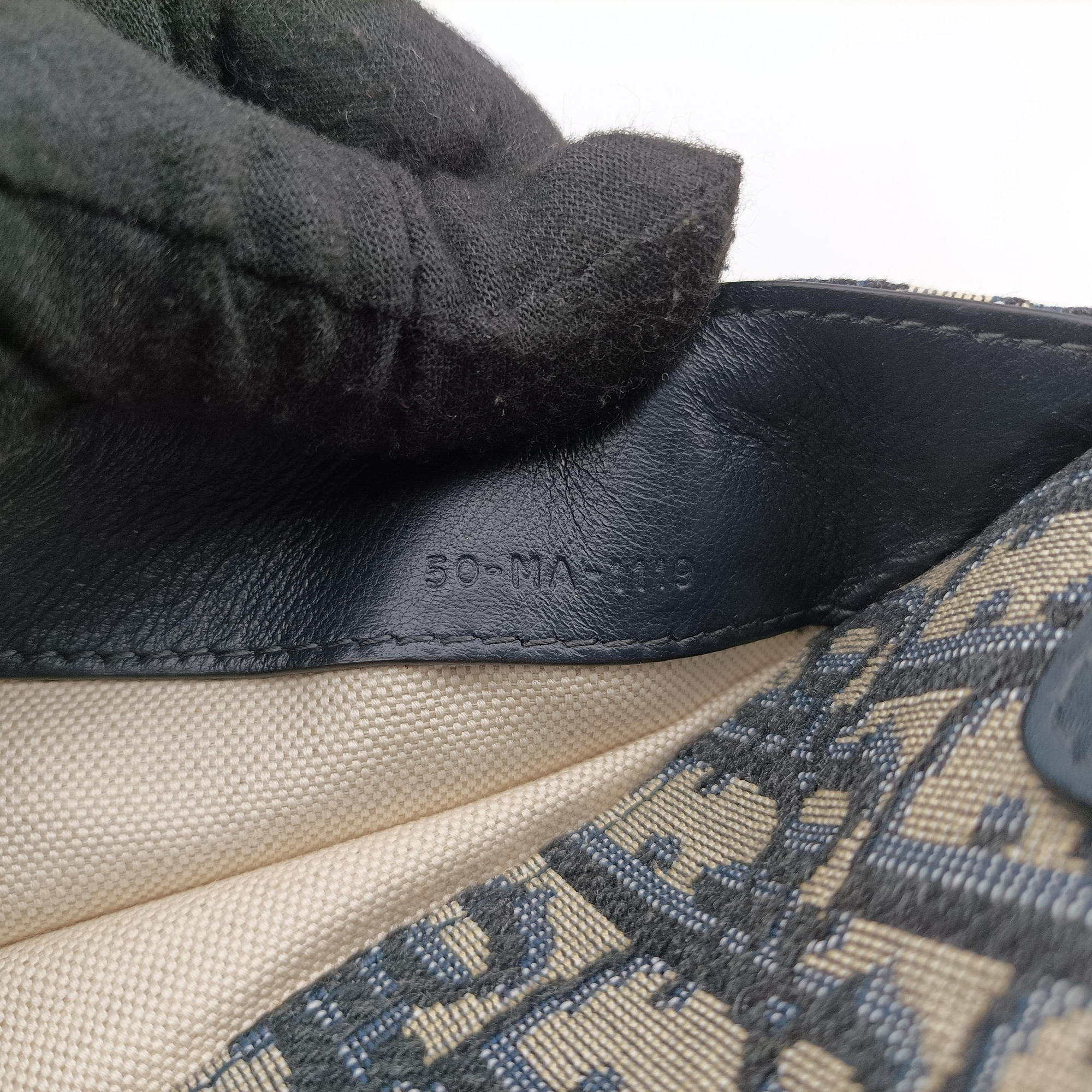 Secondhand Christian Dior Saddle Gray×Navy Jacquard  bum bag/waist bag | stylenewstar