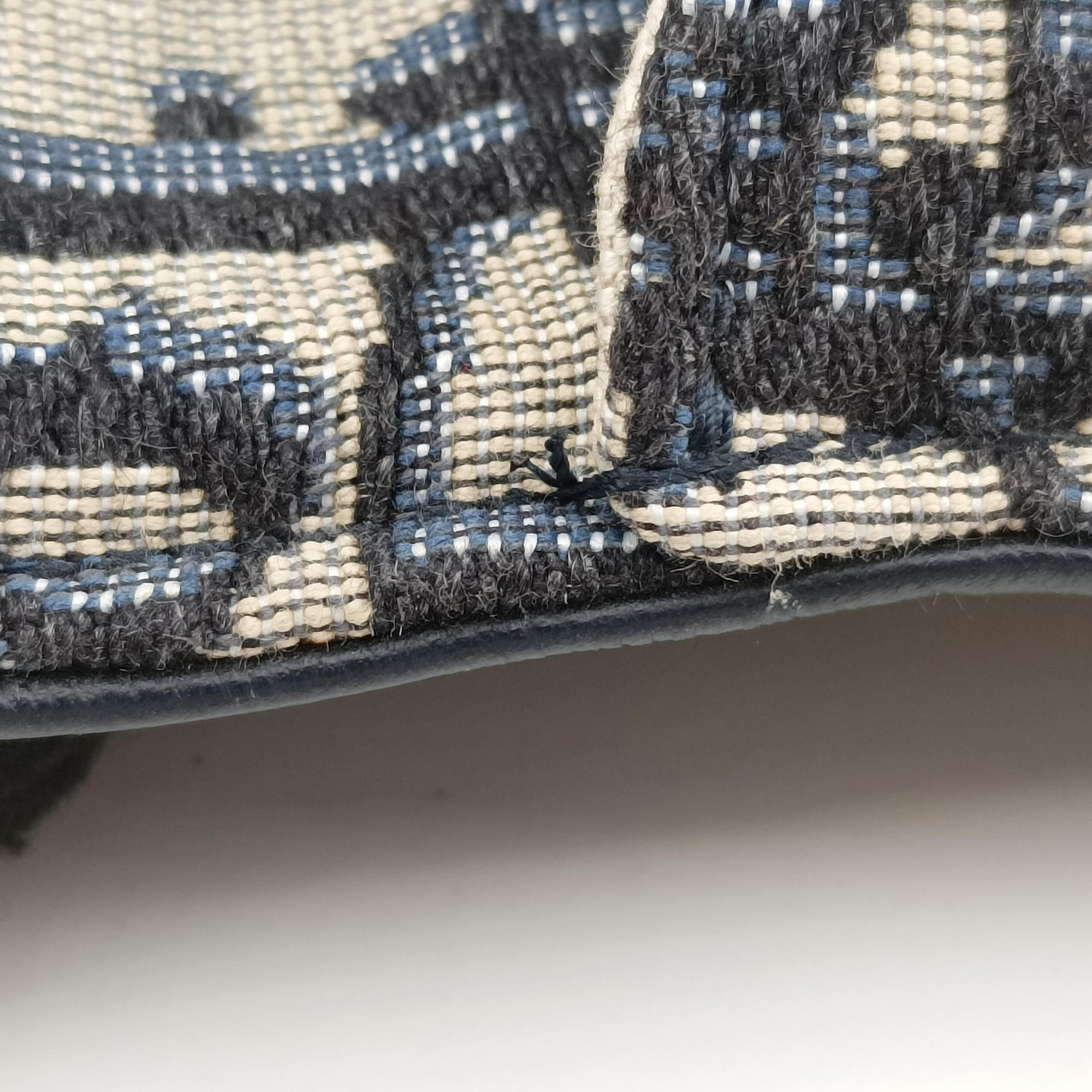 Secondhand Christian Dior Saddle Gray×Navy Jacquard  bum bag/waist bag | stylenewstar