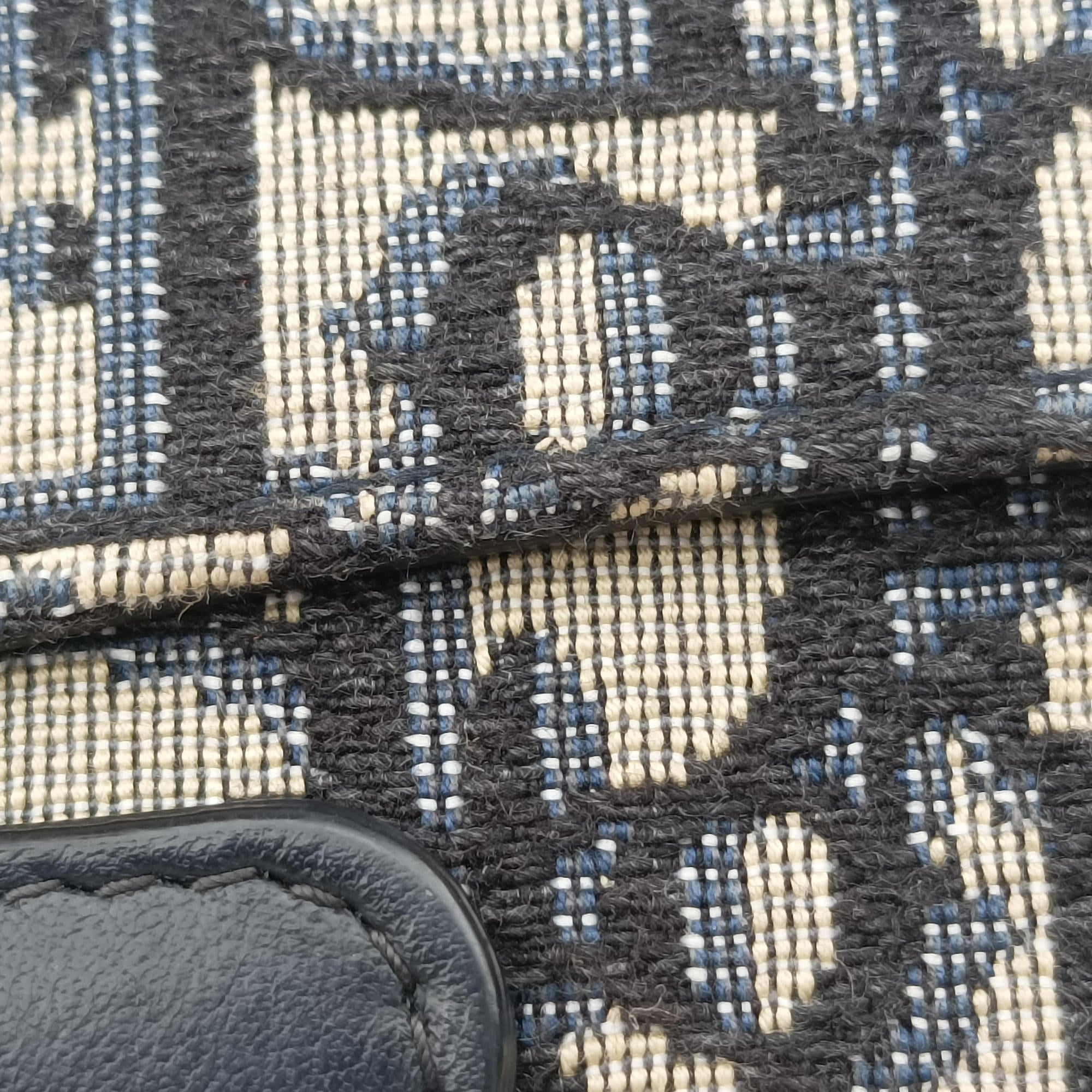 Secondhand Christian Dior Saddle Gray×Navy Jacquard  bum bag/waist bag | stylenewstar