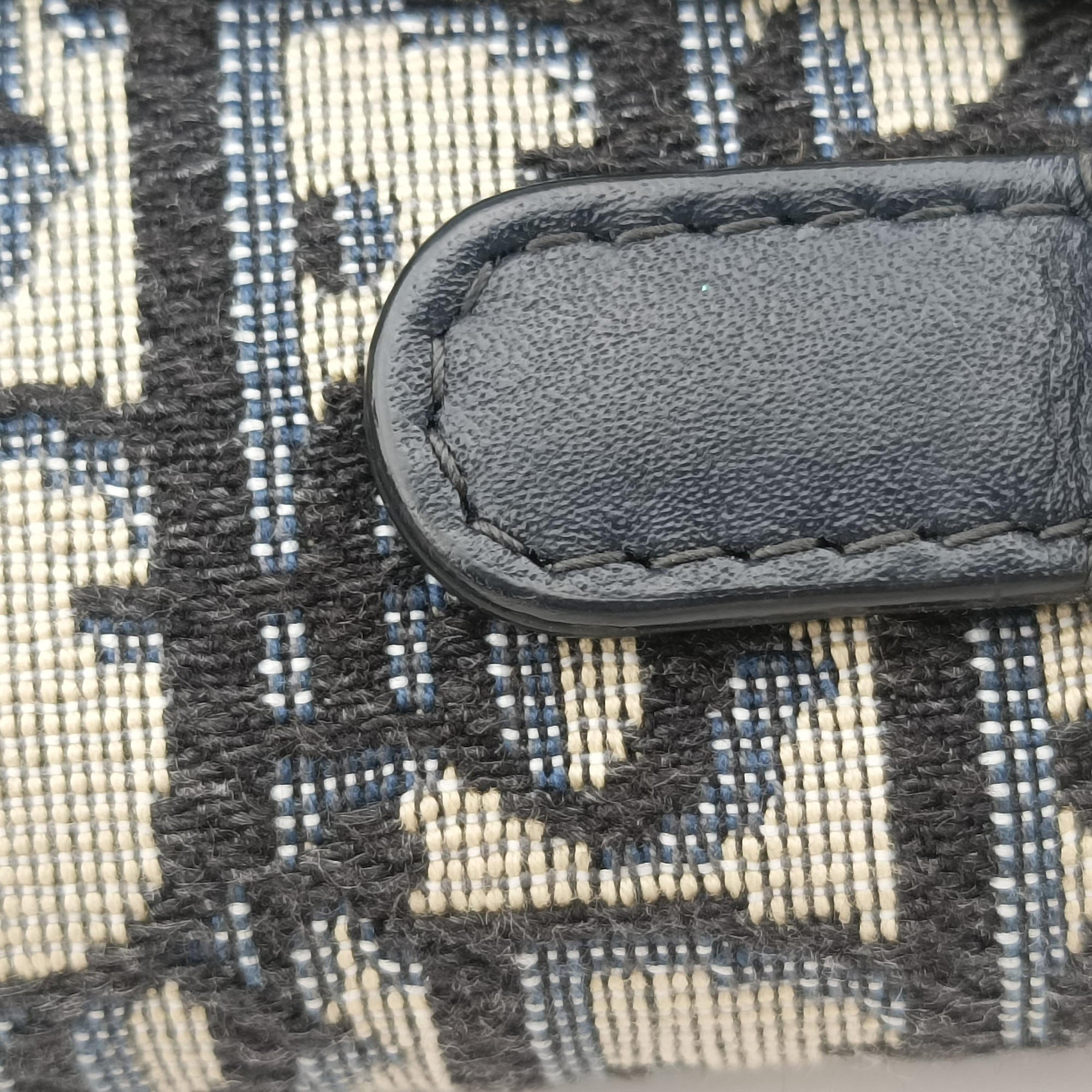 Secondhand Christian Dior Saddle Gray×Navy Jacquard  bum bag/waist bag | stylenewstar