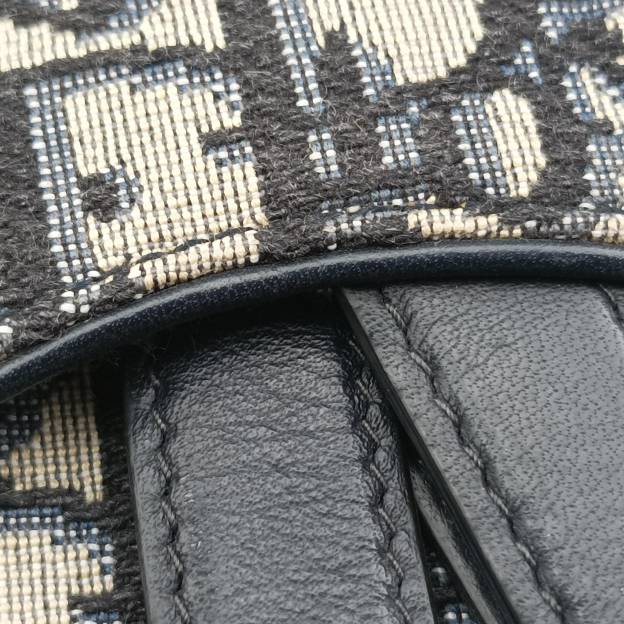 Secondhand Christian Dior Saddle Gray×Navy Jacquard  bum bag/waist bag | stylenewstar