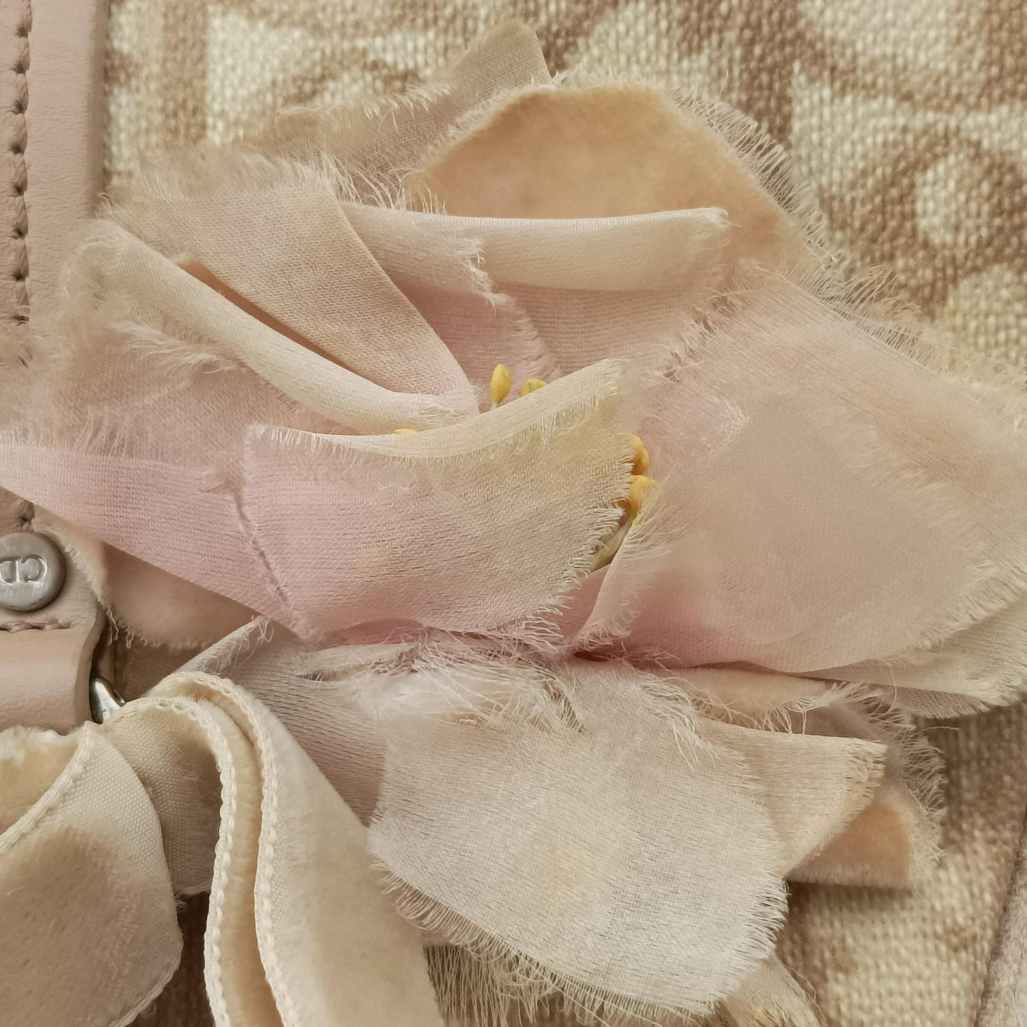 Pre-owned Christian Dior Romantic Trotter Beige x Pink PVC coated canvas x velour  shoulderbag | stylenewstar