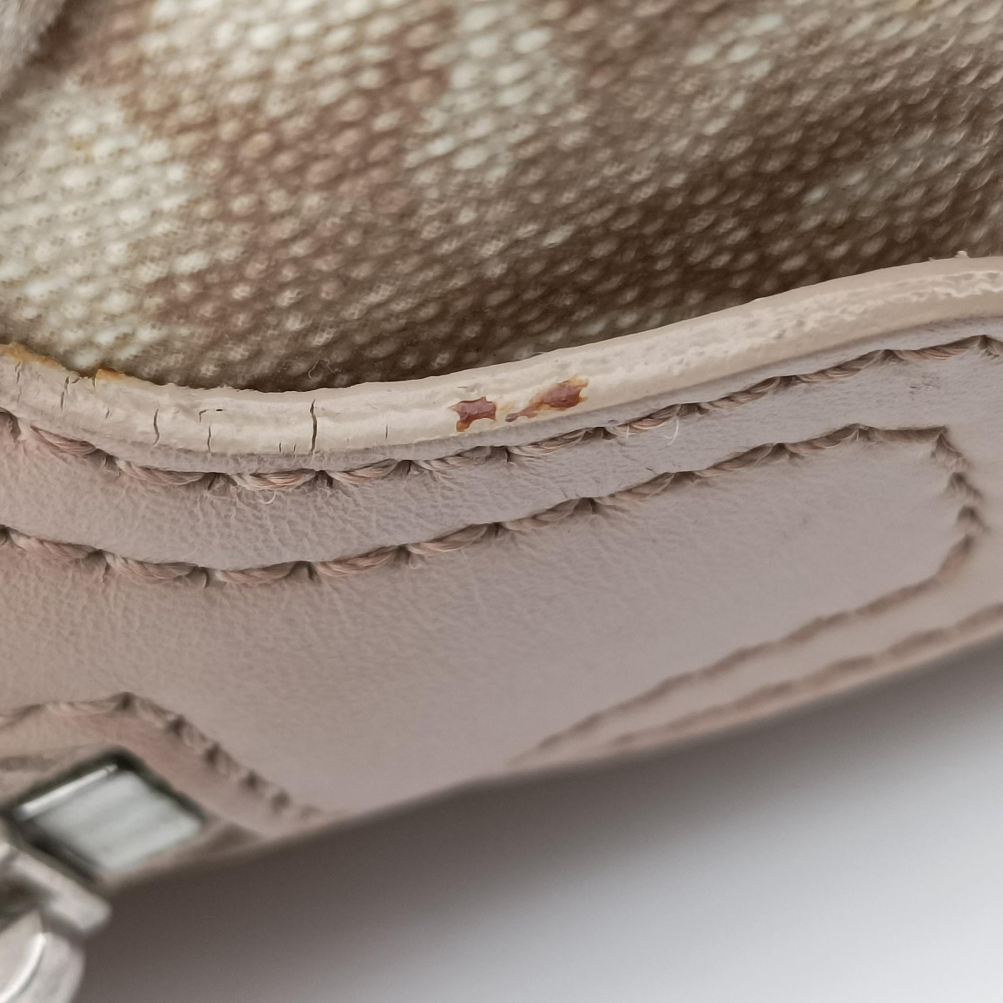 Pre-owned Christian Dior Romantic Trotter Beige x Pink PVC coated canvas x velour  shoulderbag | stylenewstar