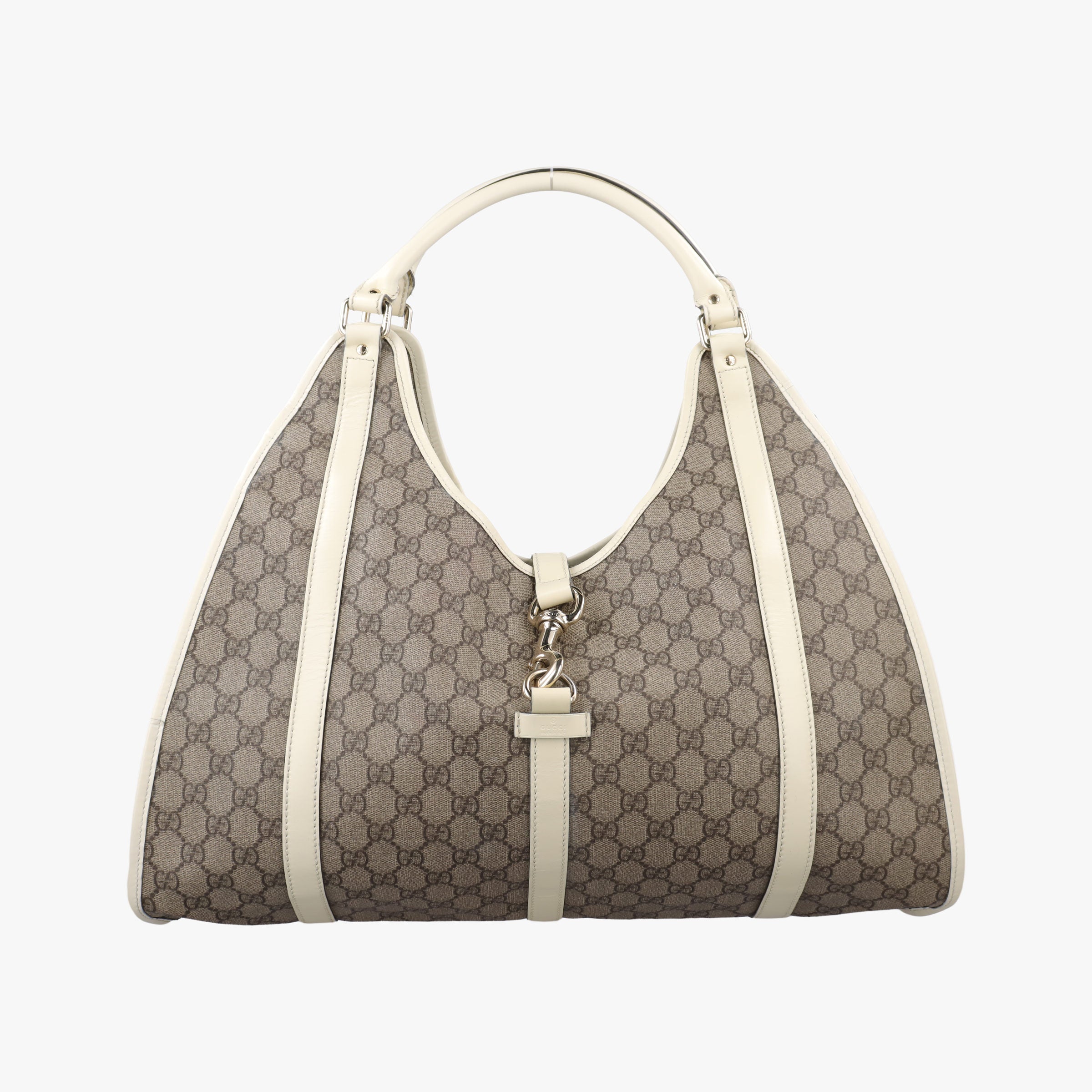 Pre-owned Gucci New Jackie Brown×White PVC coated canvas×Leather 203493 handbag | stylenewstar