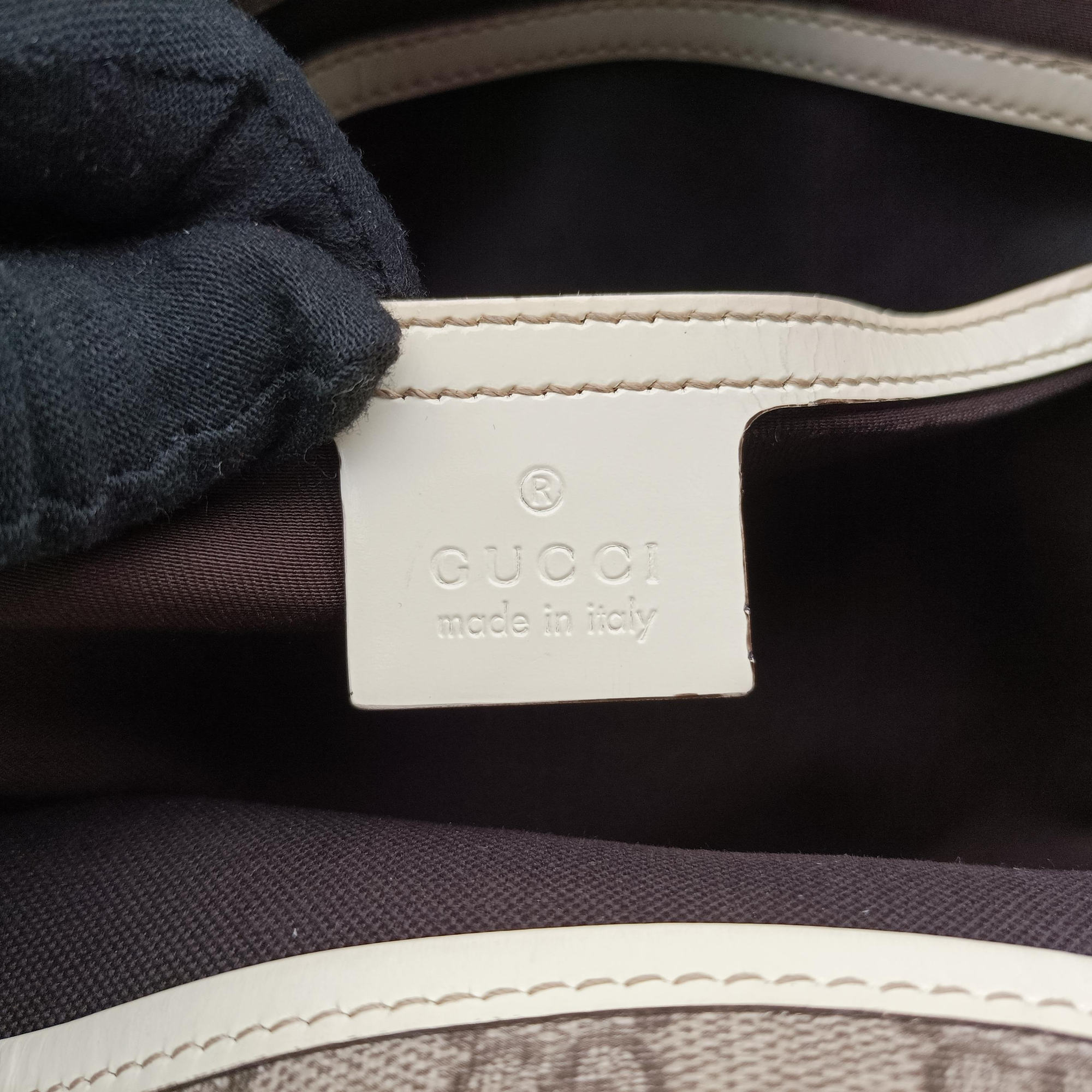 Pre-owned Gucci New Jackie Brown×White PVC coated canvas×Leather 203493 handbag | stylenewstar