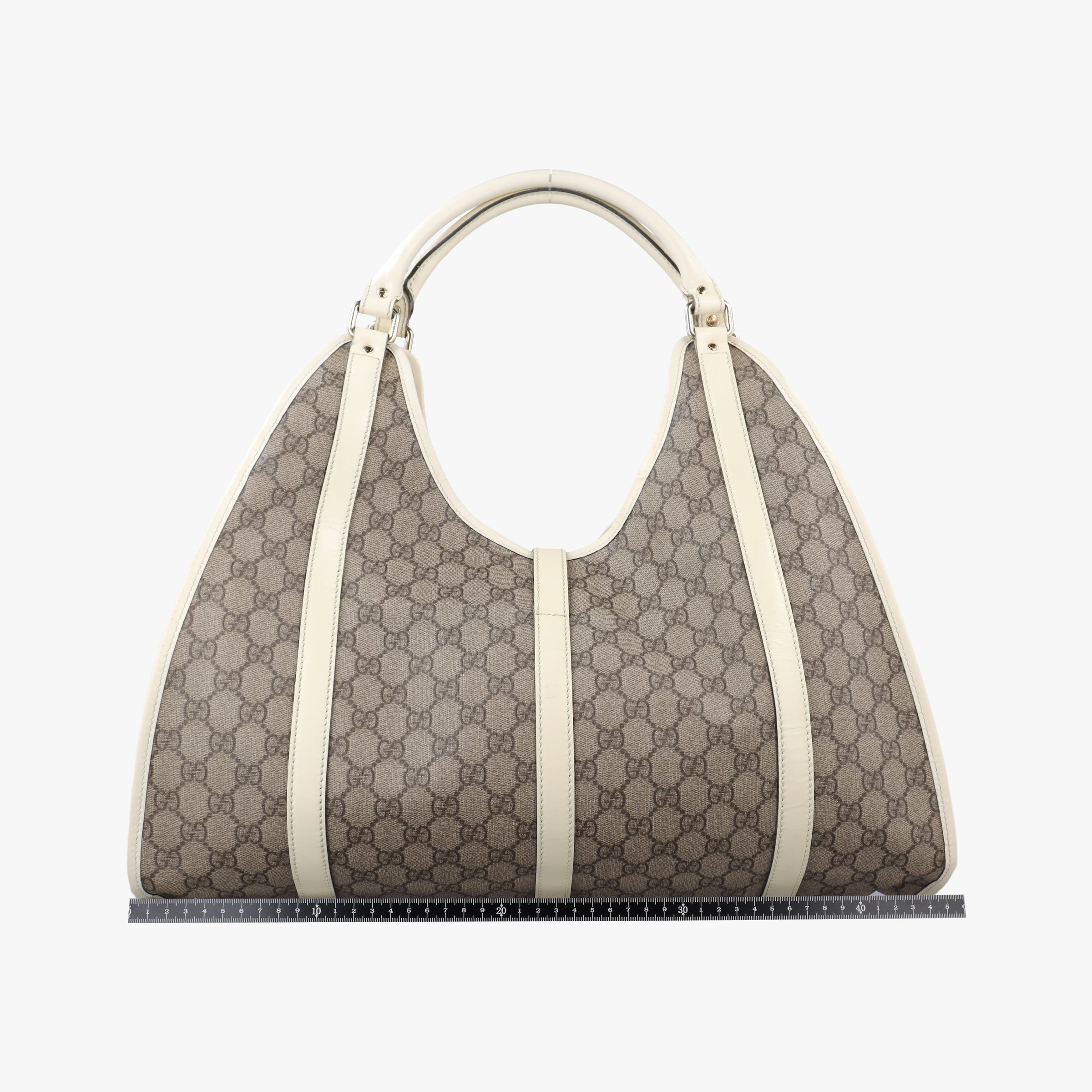 Pre-owned Gucci New Jackie Brown×White PVC coated canvas×Leather 203493 handbag | stylenewstar