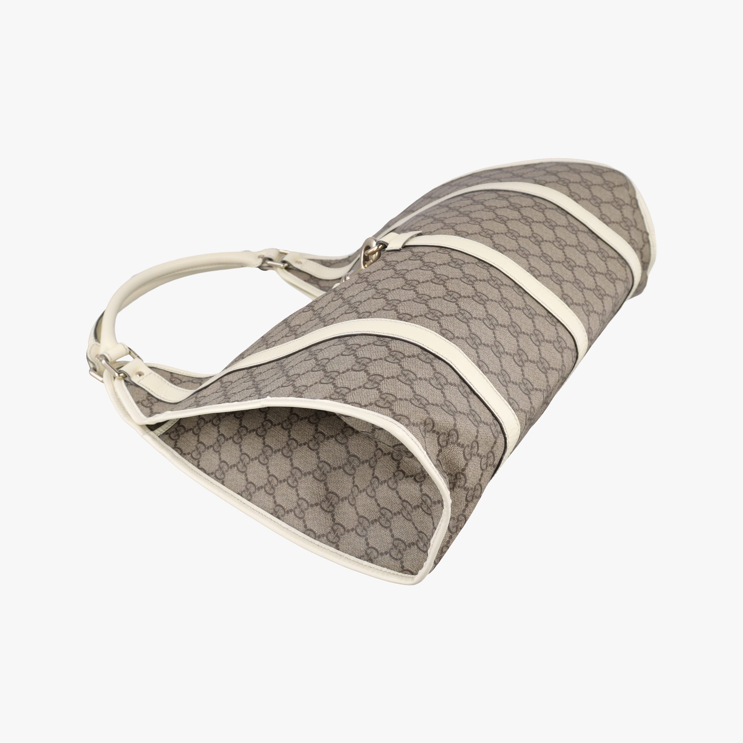Pre-owned Gucci New Jackie Brown×White PVC coated canvas×Leather 203493 handbag | stylenewstar