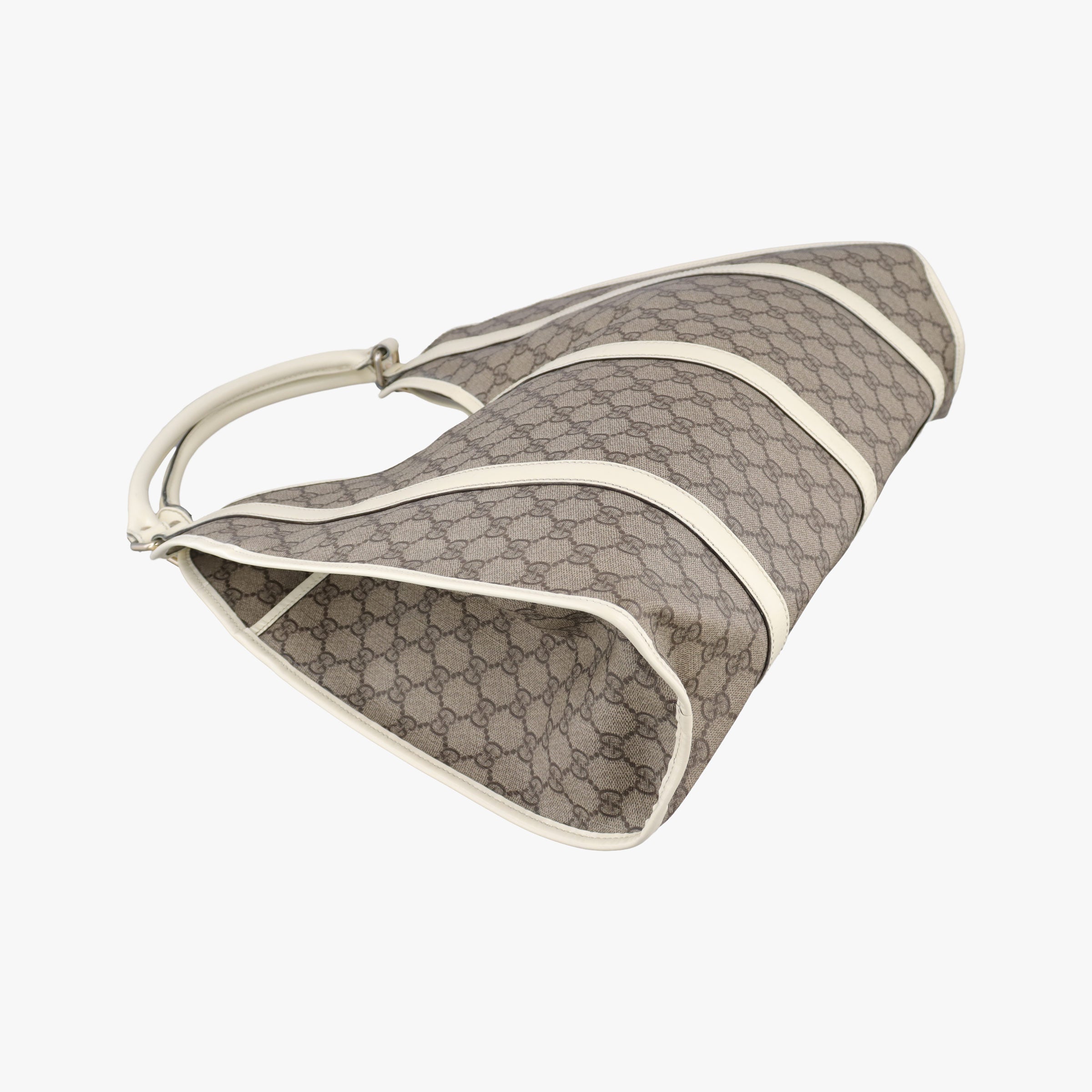Pre-owned Gucci New Jackie Brown×White PVC coated canvas×Leather 203493 handbag | stylenewstar