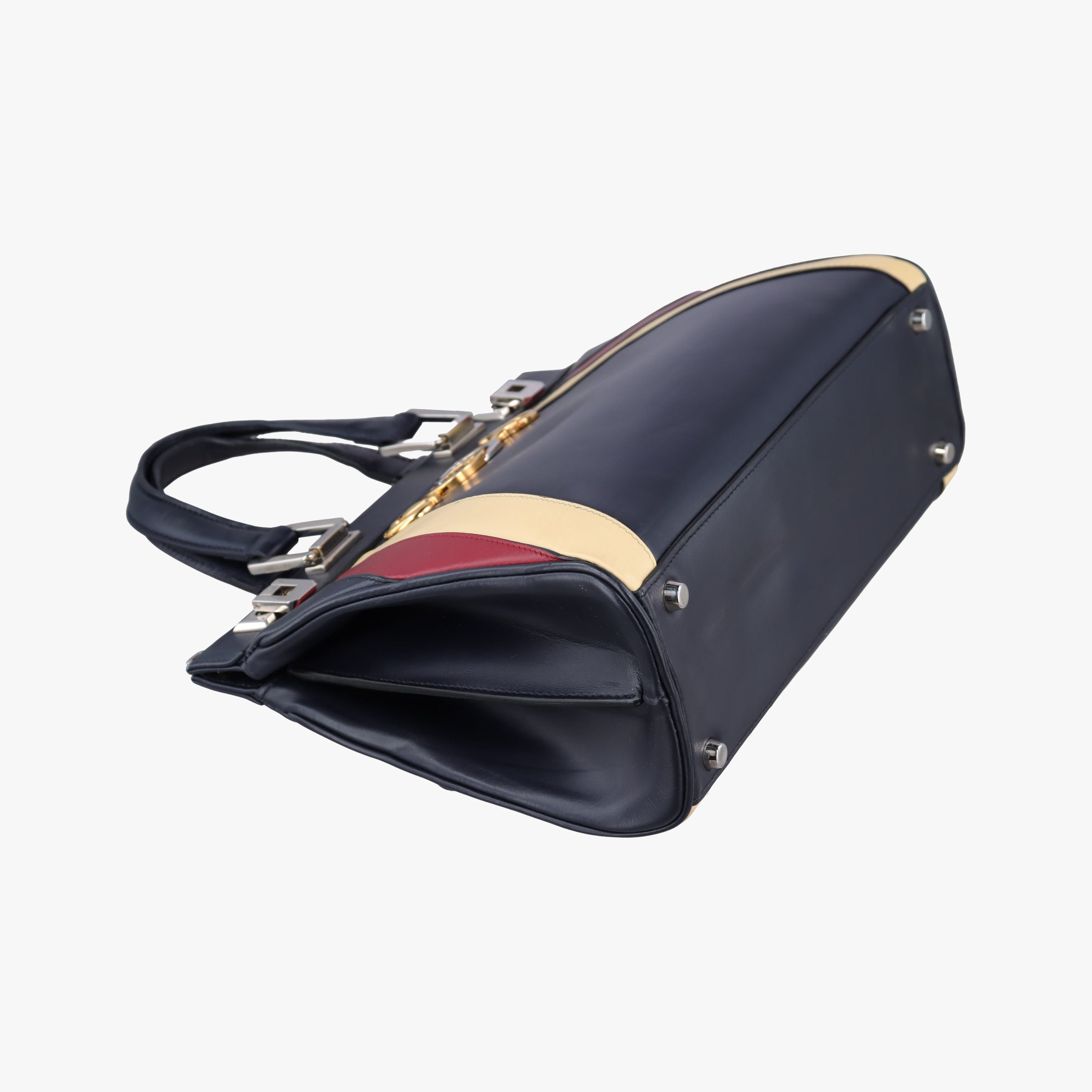 Pre-owned Gucci Zumi Navy × Beige × Bordeaux Leather 569712 shoulderbag | stylenewstar