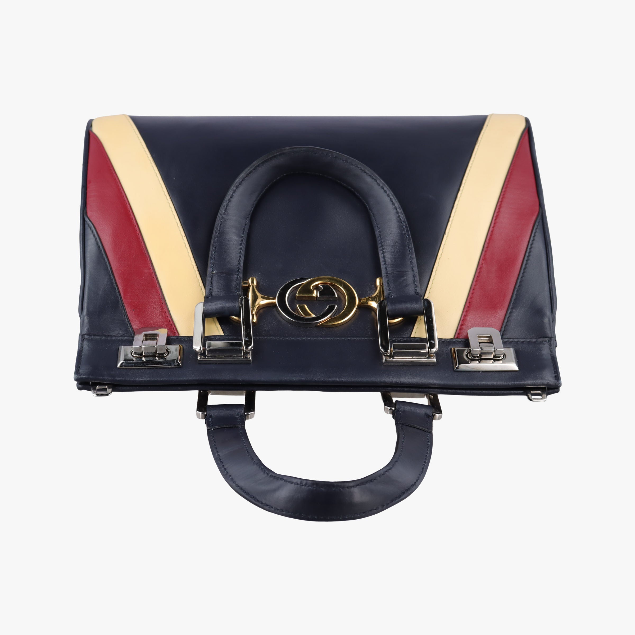 Pre-owned Gucci Zumi Navy × Beige × Bordeaux Leather 569712 shoulderbag | stylenewstar