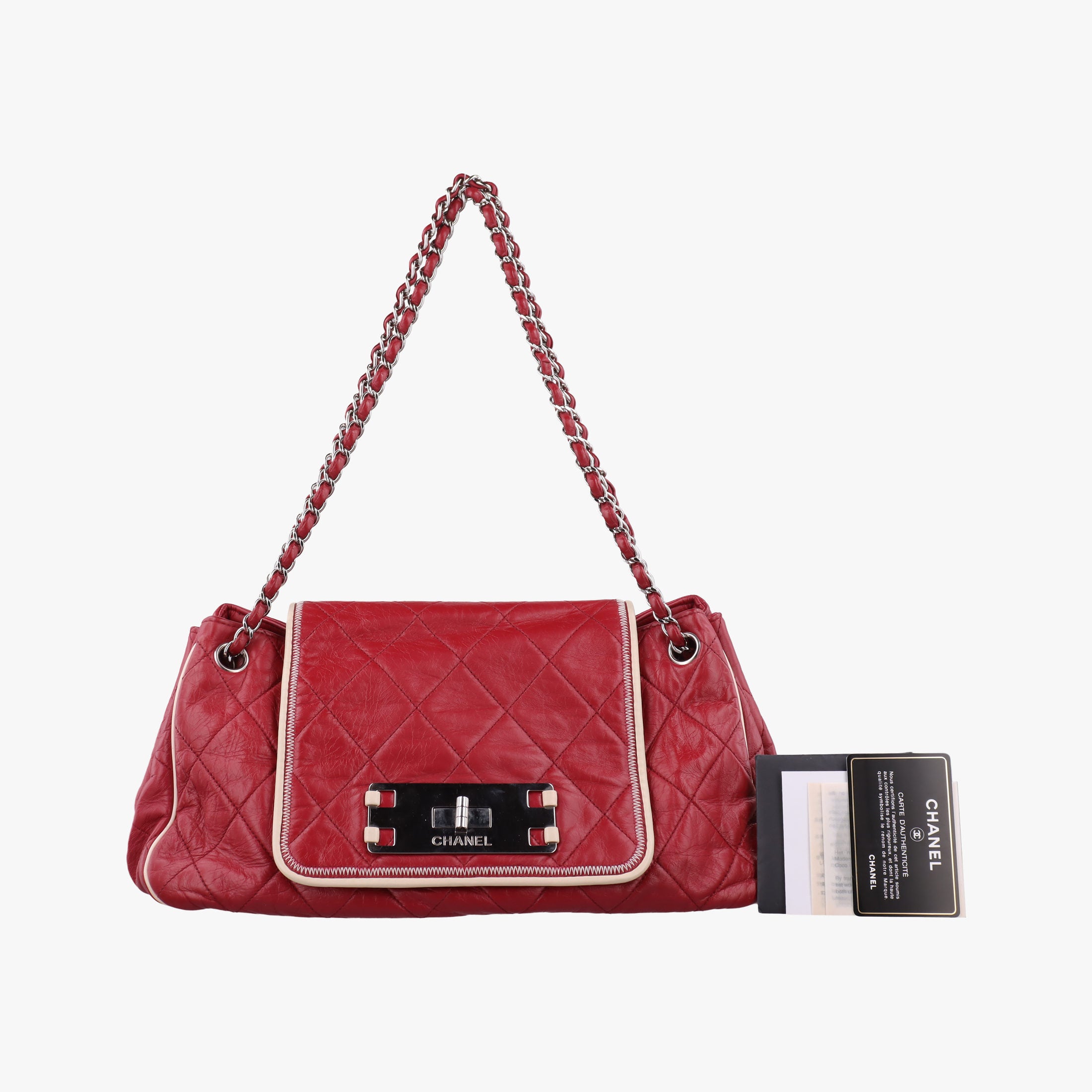 Secondhand Chanel East West Burgundy lambskin×leather A37694 shoulderbag | stylenewstar