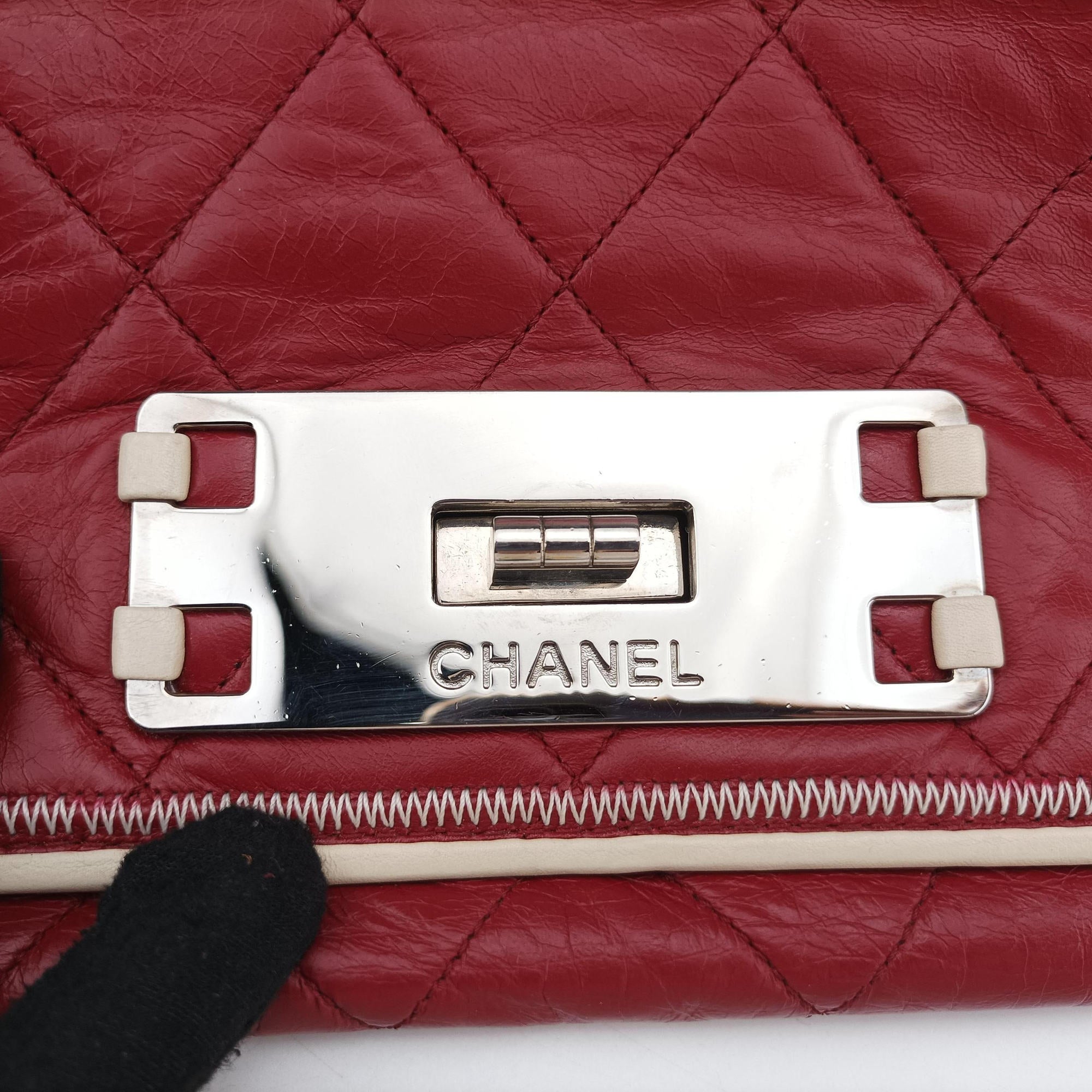 Secondhand Chanel East West Burgundy lambskin×leather A37694 shoulderbag | stylenewstar