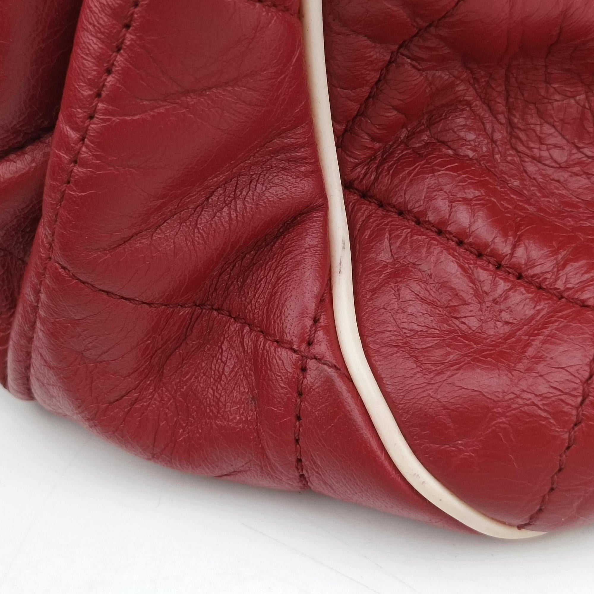 Secondhand Chanel East West Burgundy lambskin×leather A37694 shoulderbag | stylenewstar