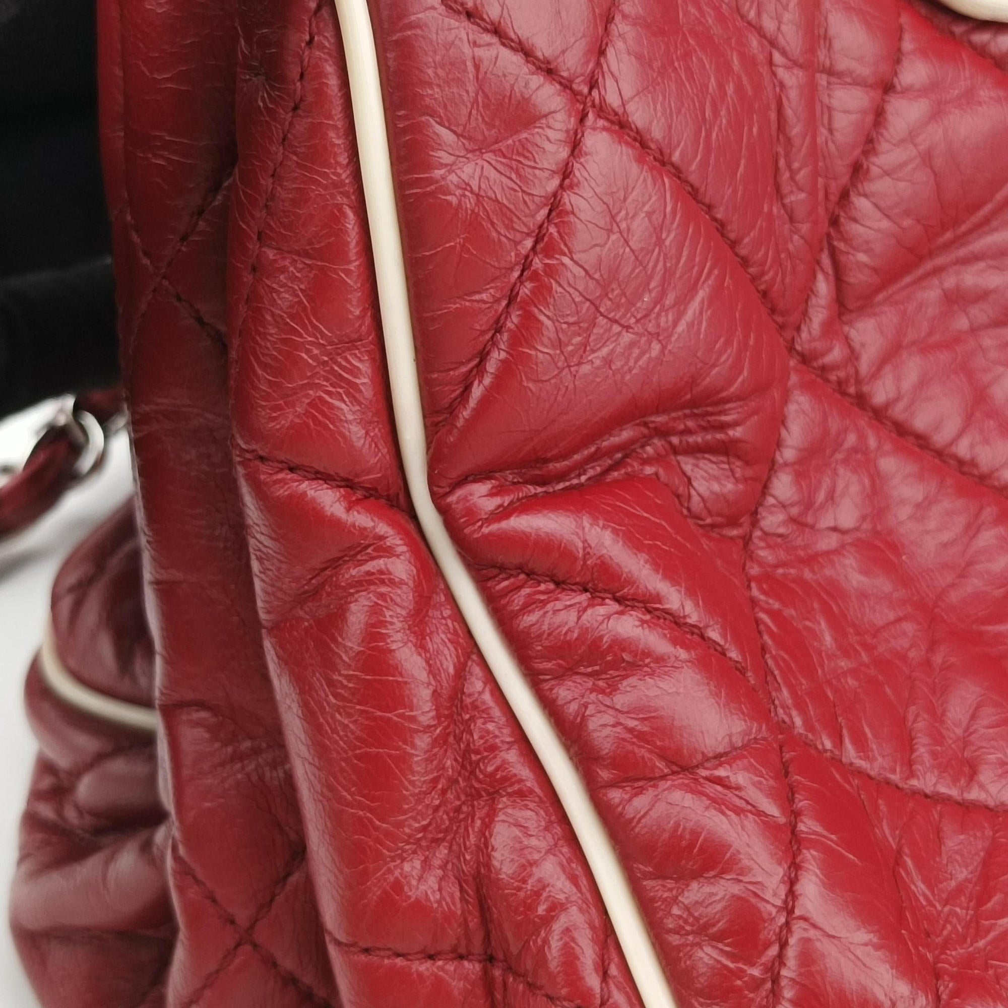 Secondhand Chanel East West Burgundy lambskin×leather A37694 shoulderbag | stylenewstar
