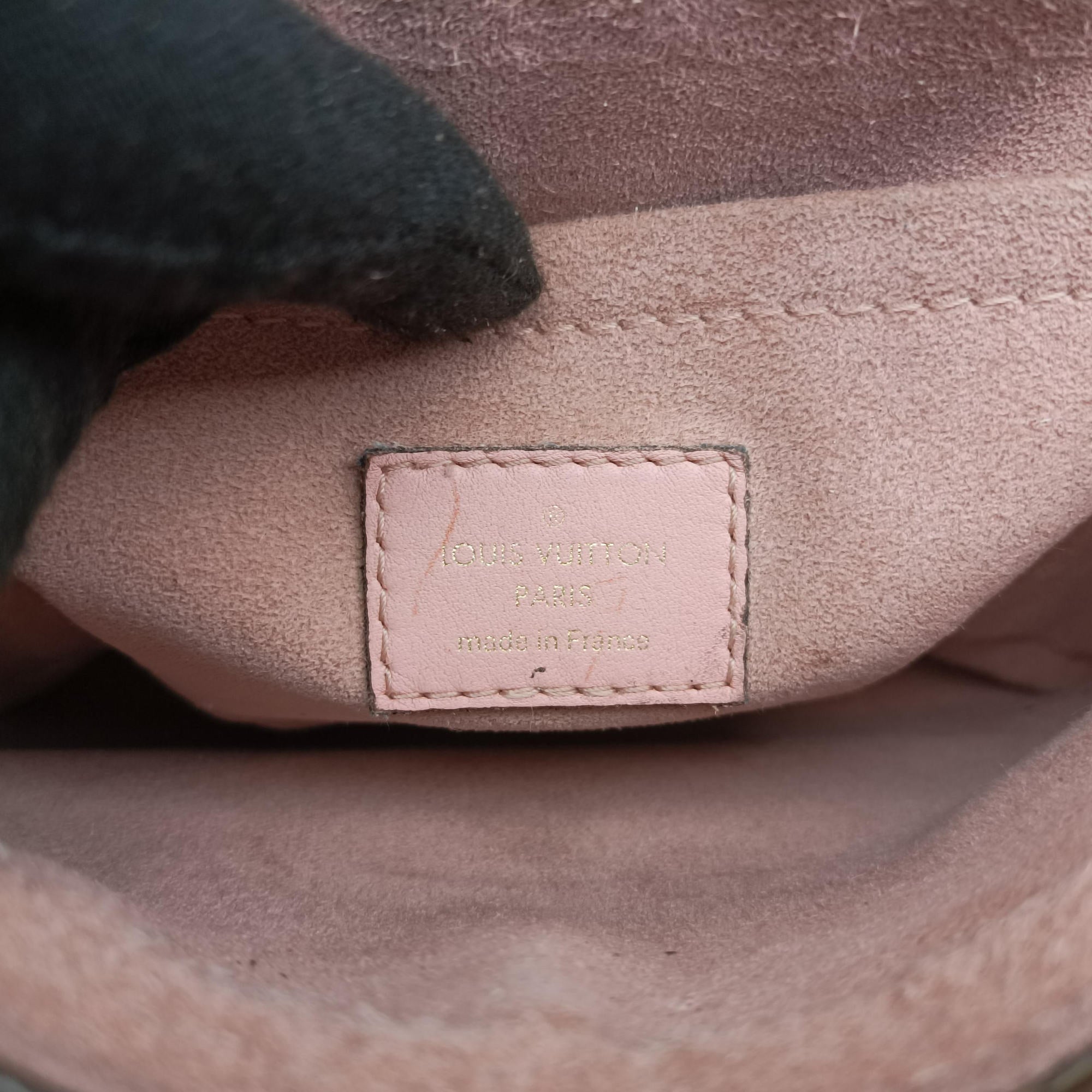 Pre-owned Louis Vuitton LOCKY BB Brown×ROSE POUDRE Monogram Canvas×calf leather M44080 shoulderbag | stylenewstar