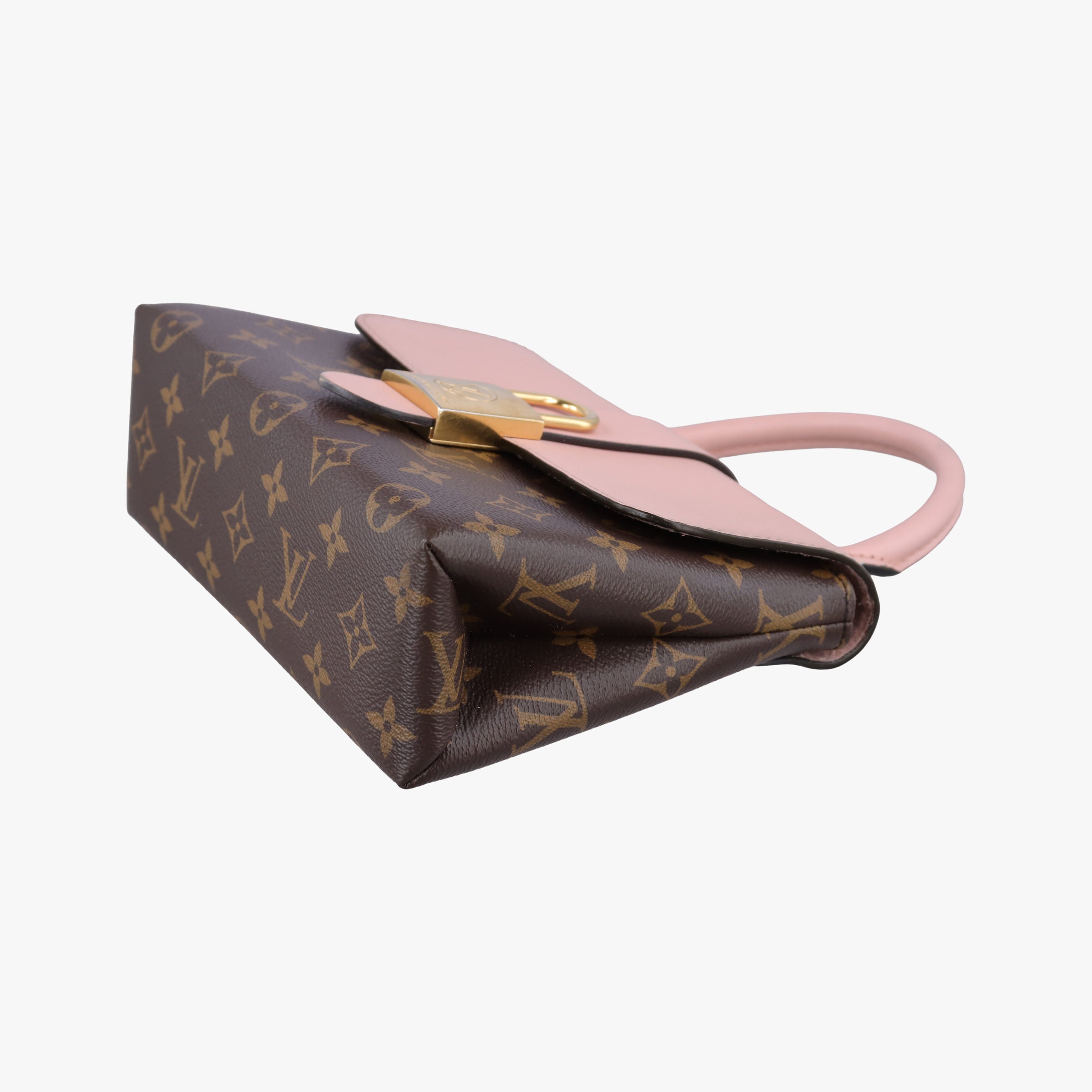 Pre-owned Louis Vuitton LOCKY BB Brown×ROSE POUDRE Monogram Canvas×calf leather M44080 shoulderbag | stylenewstar