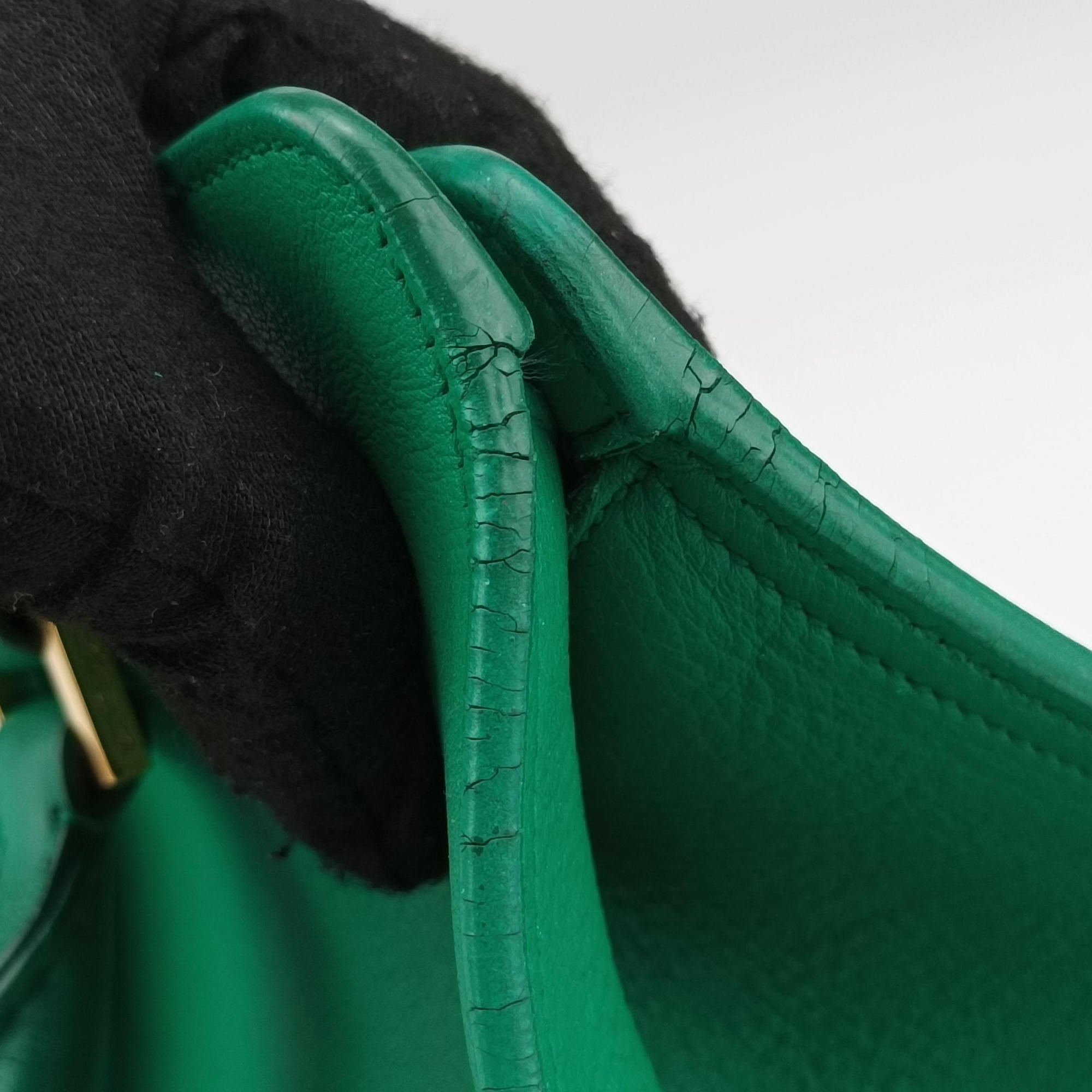 Pre-owned Yves Saint Laurent Y Ligne Petit Cabas Green Leather 311210 shoulderbag | stylenewstar