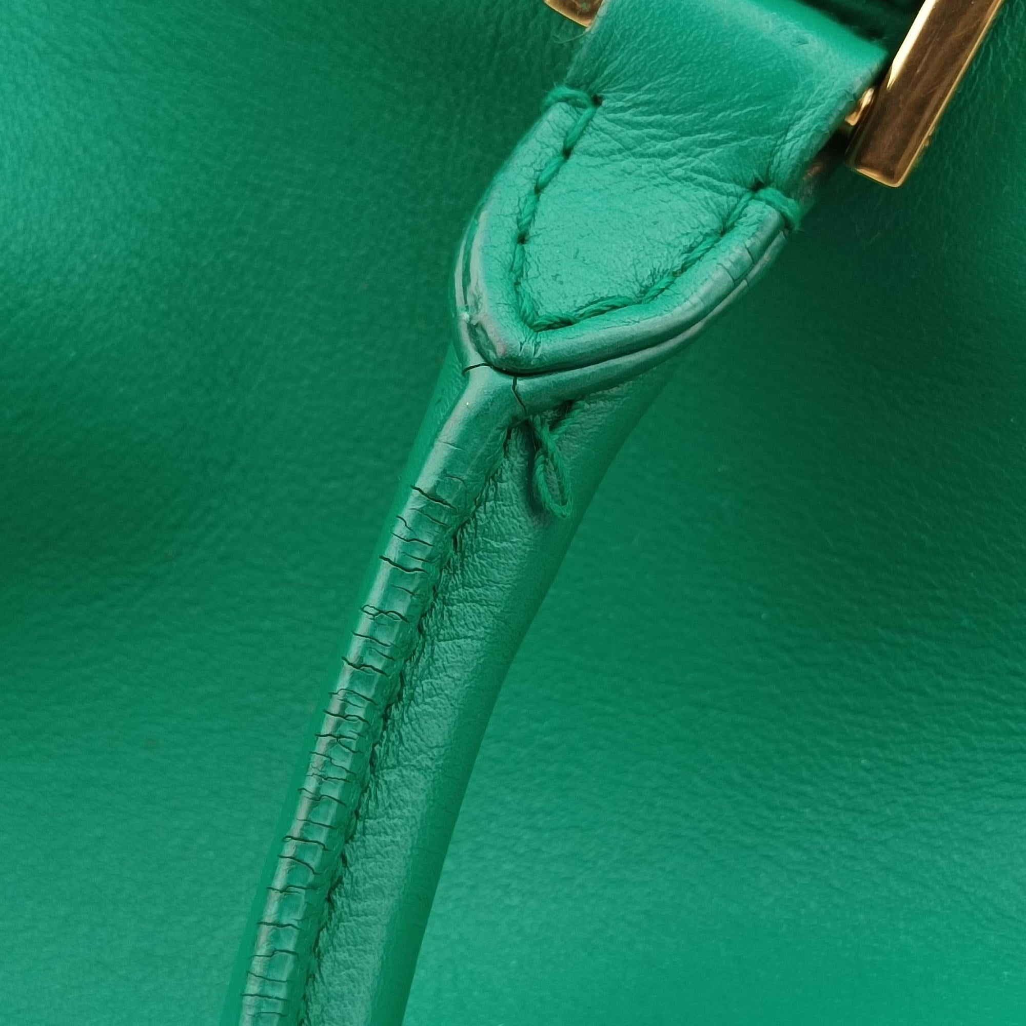 Pre-owned Yves Saint Laurent Y Ligne Petit Cabas Green Leather 311210 shoulderbag | stylenewstar