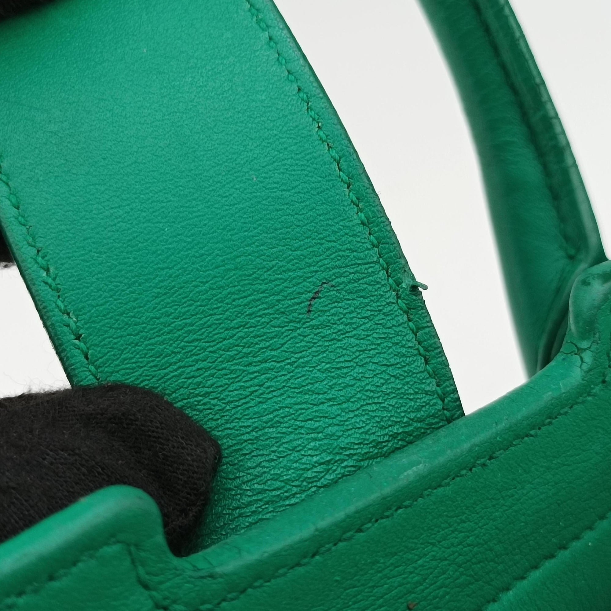 Pre-owned Yves Saint Laurent Y Ligne Petit Cabas Green Leather 311210 shoulderbag | stylenewstar