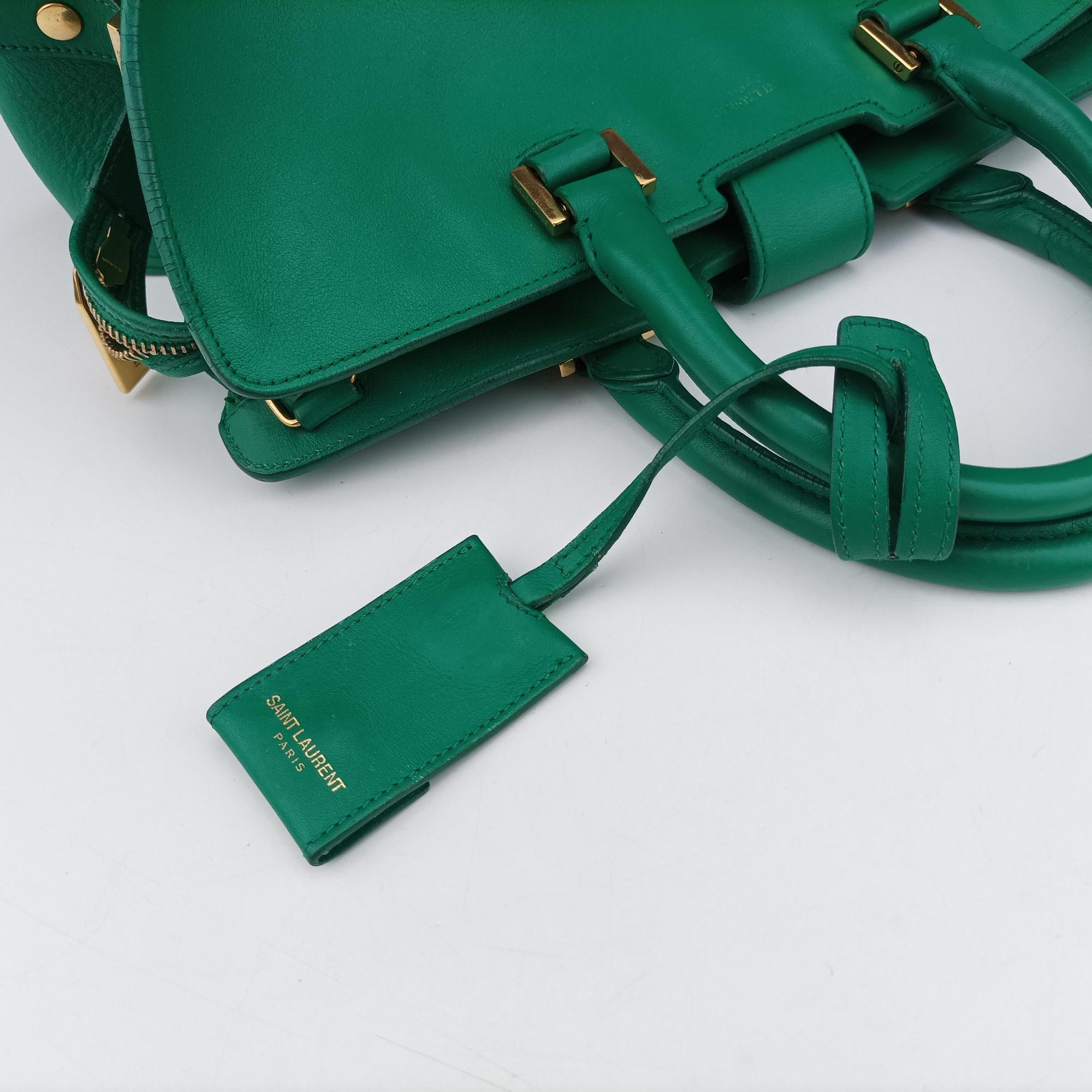 Pre-owned Yves Saint Laurent Y Ligne Petit Cabas Green Leather 311210 shoulderbag | stylenewstar
