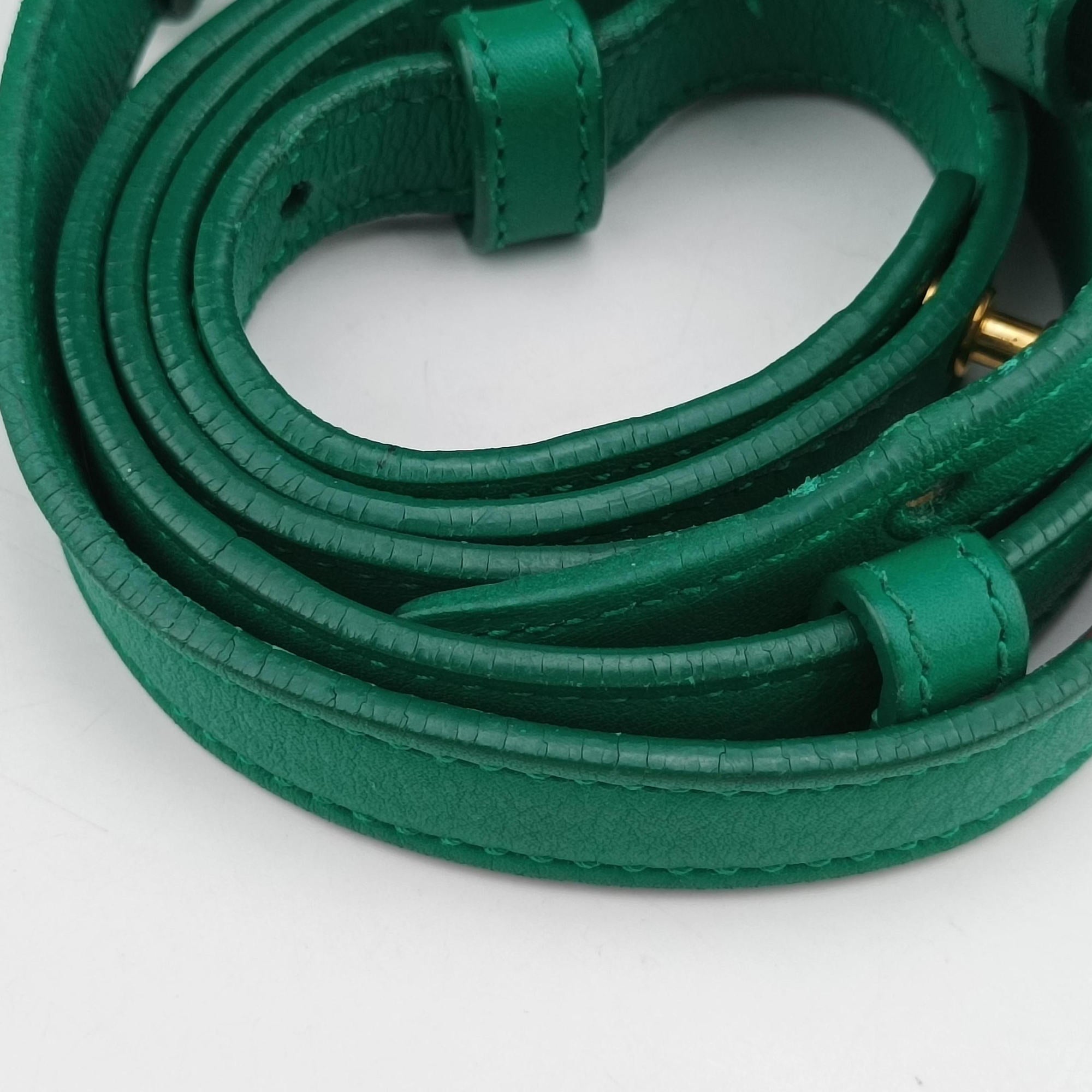 Pre-owned Yves Saint Laurent Y Ligne Petit Cabas Green Leather 311210 shoulderbag | stylenewstar