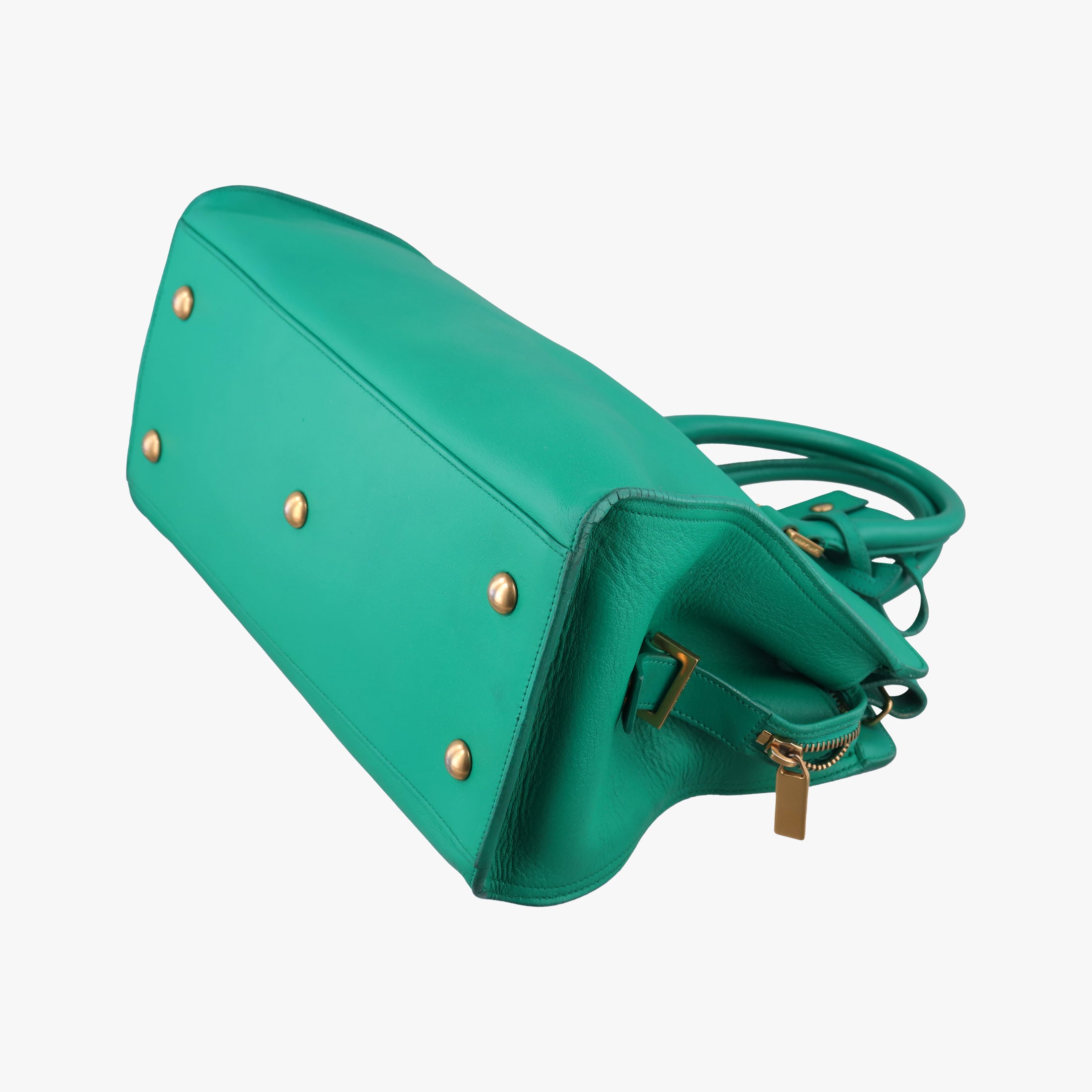 Pre-owned Yves Saint Laurent Y Ligne Petit Cabas Green Leather 311210 shoulderbag | stylenewstar