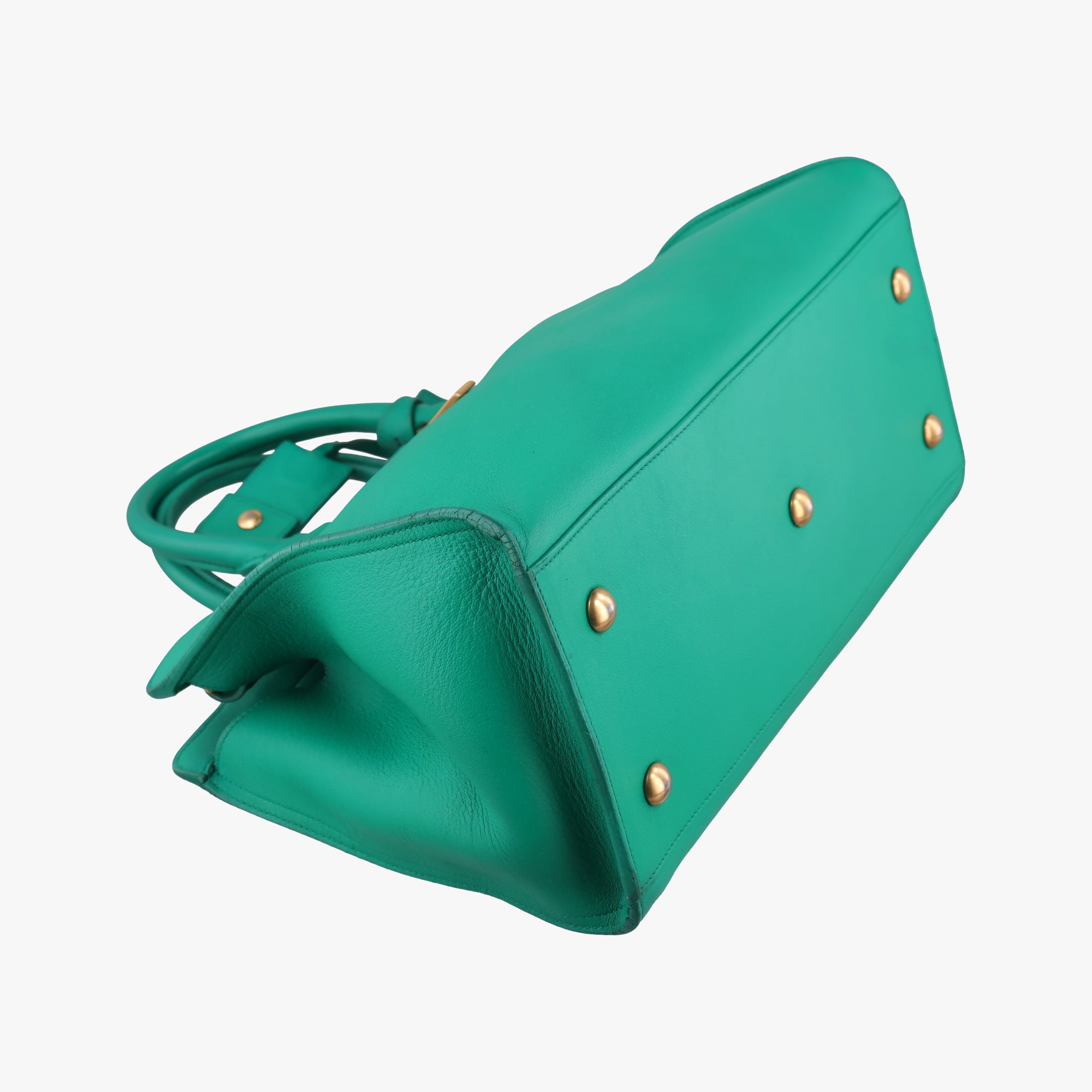 Pre-owned Yves Saint Laurent Y Ligne Petit Cabas Green Leather 311210 shoulderbag | stylenewstar