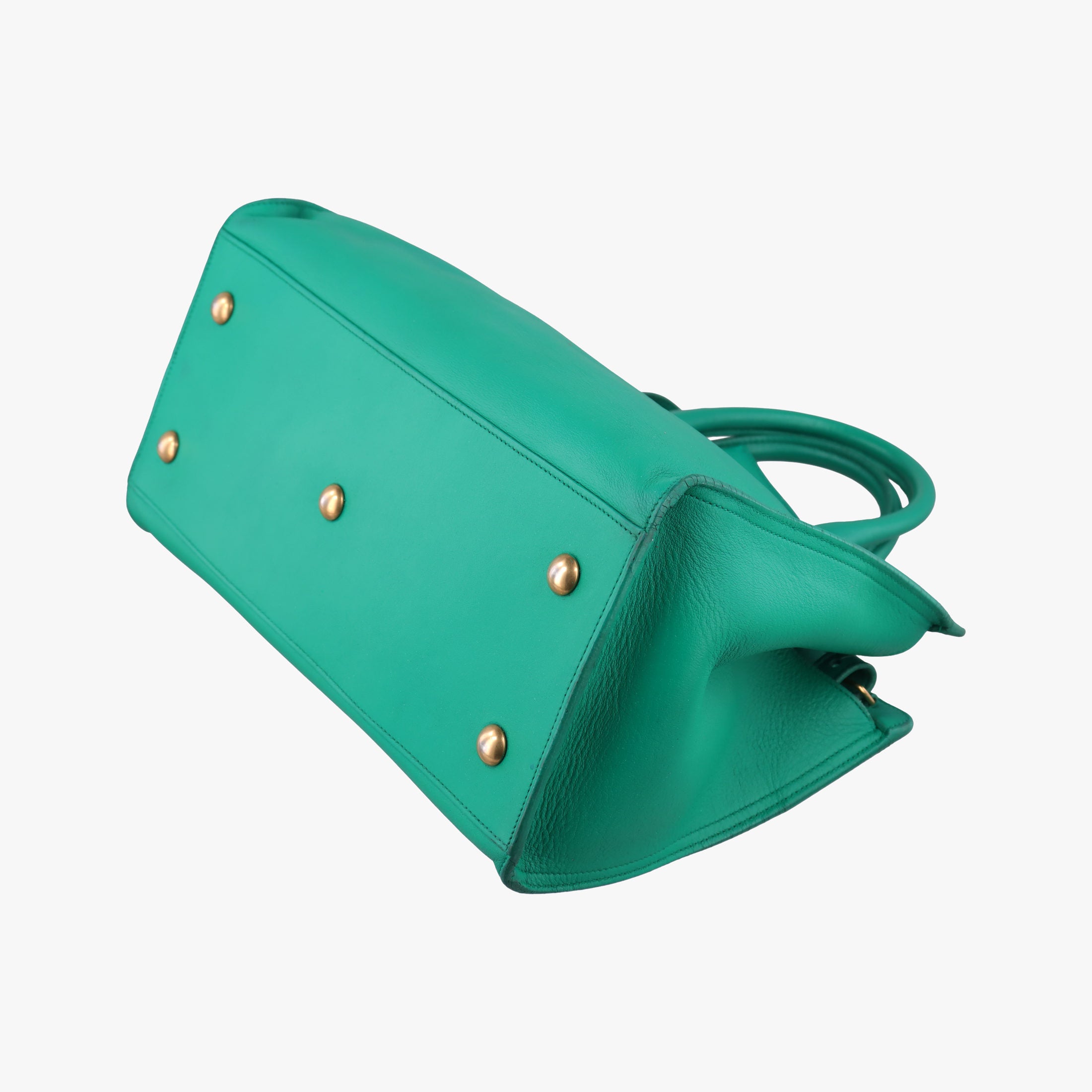 Pre-owned Yves Saint Laurent Y Ligne Petit Cabas Green Leather 311210 shoulderbag | stylenewstar
