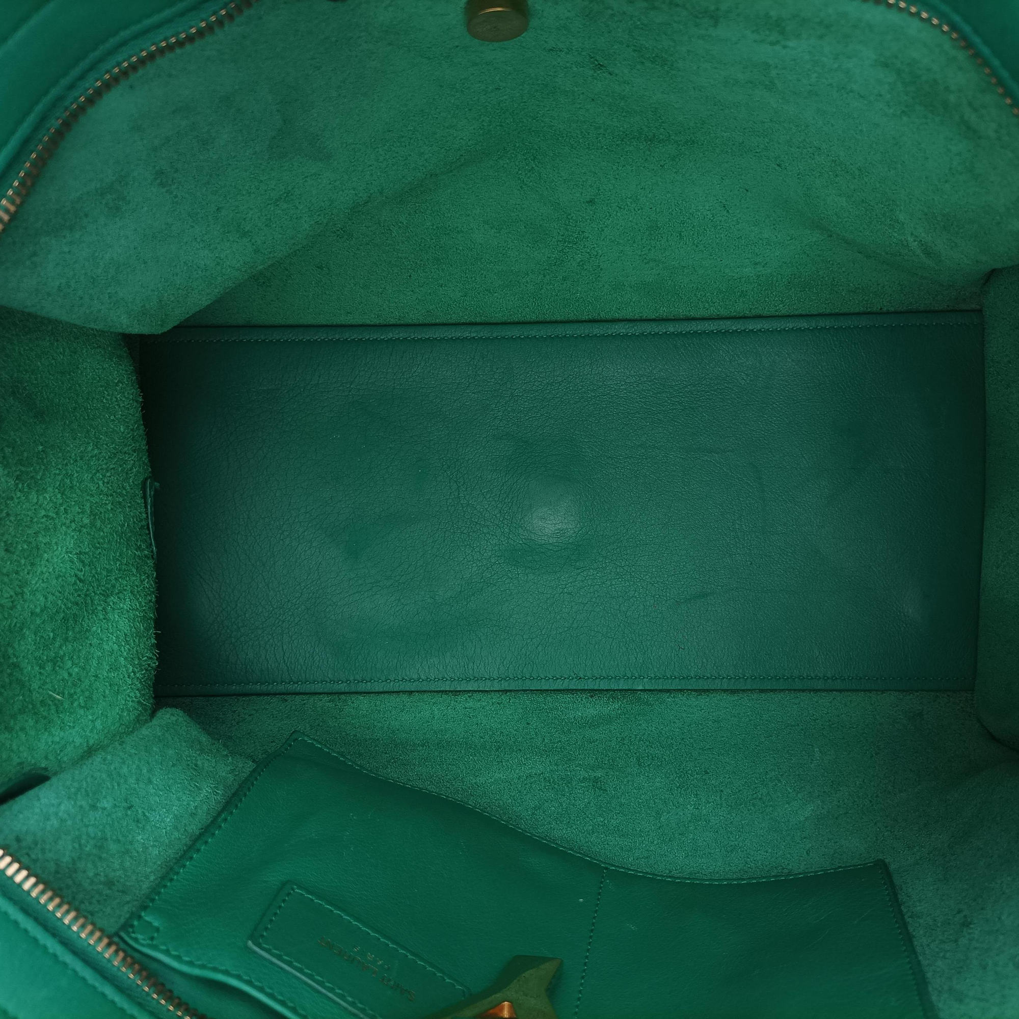 Pre-owned Yves Saint Laurent Y Ligne Petit Cabas Green Leather 311210 shoulderbag | stylenewstar