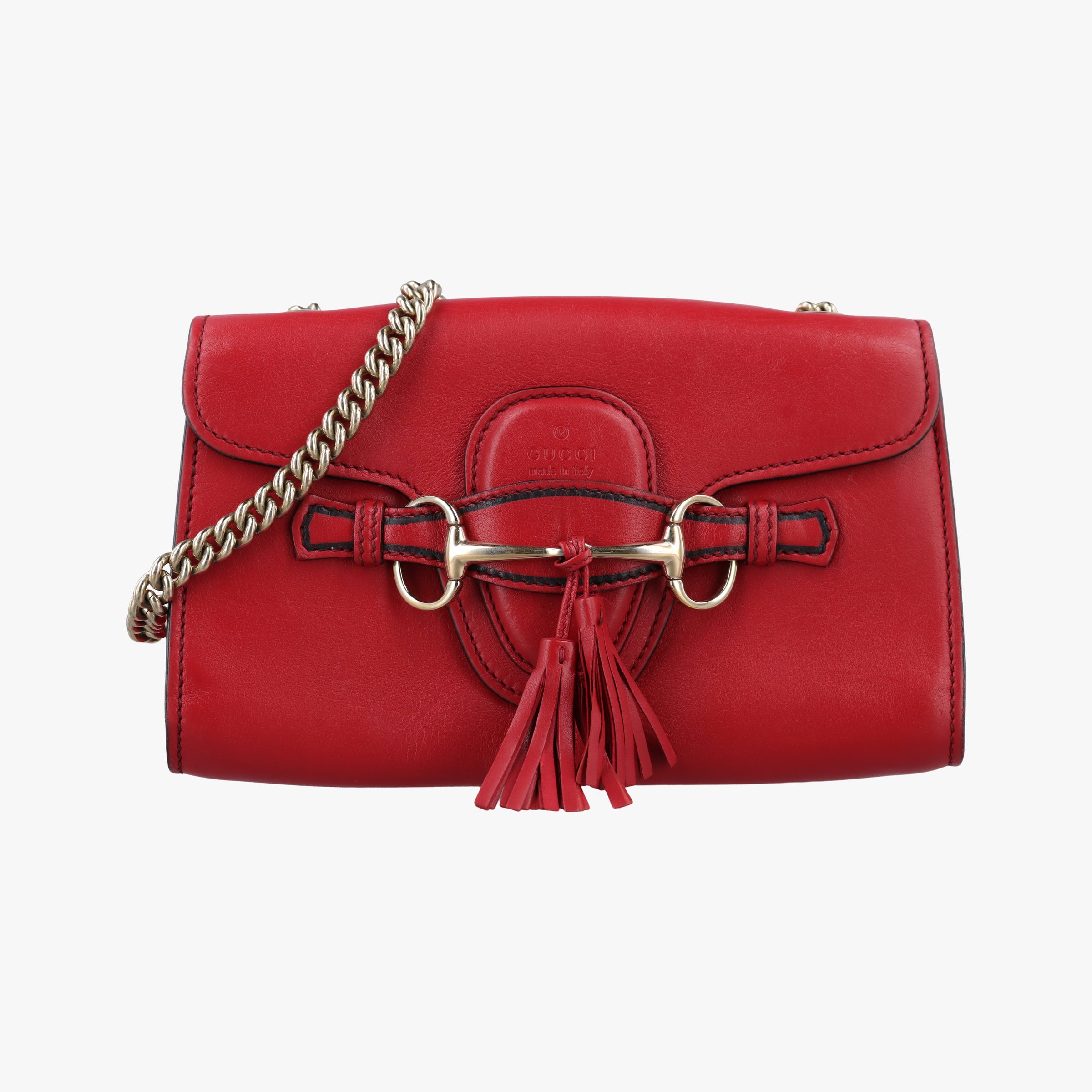 Pre-owned Gucci Emily Red Leather 283063 shoulderbag | stylenewstar