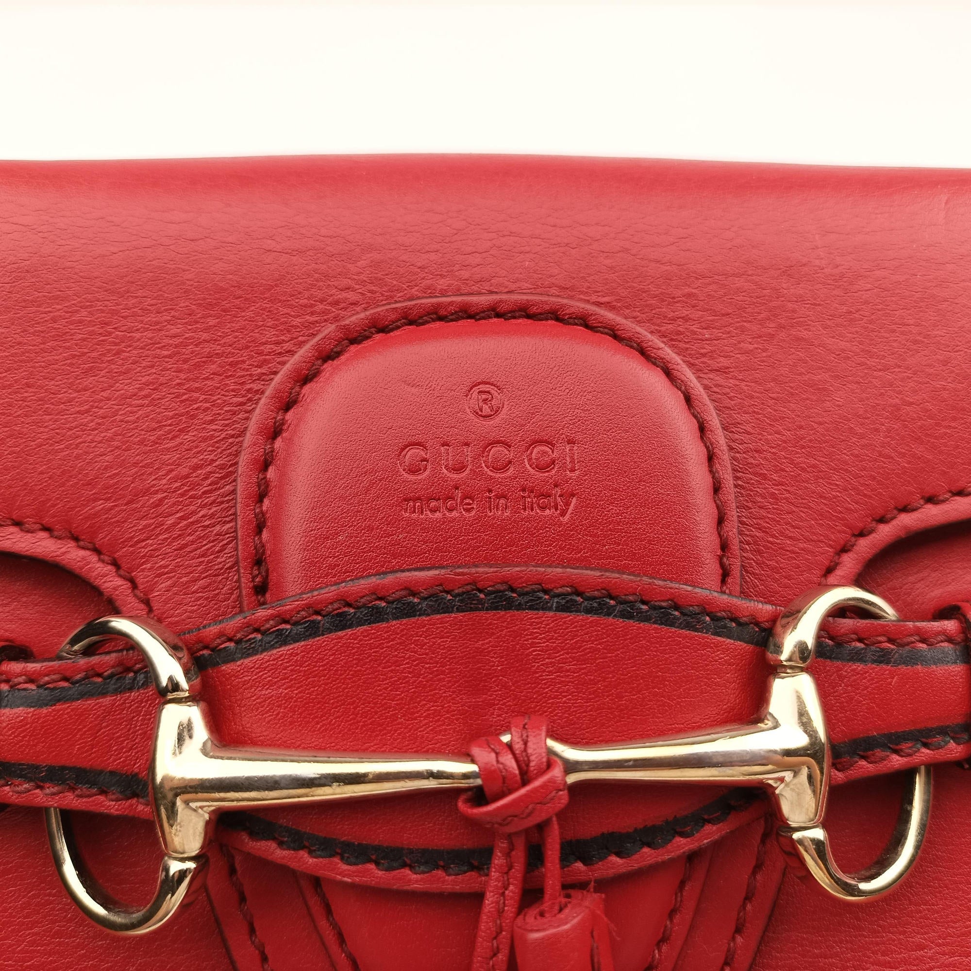 Pre-owned Gucci Emily Red Leather 283063 shoulderbag | stylenewstar