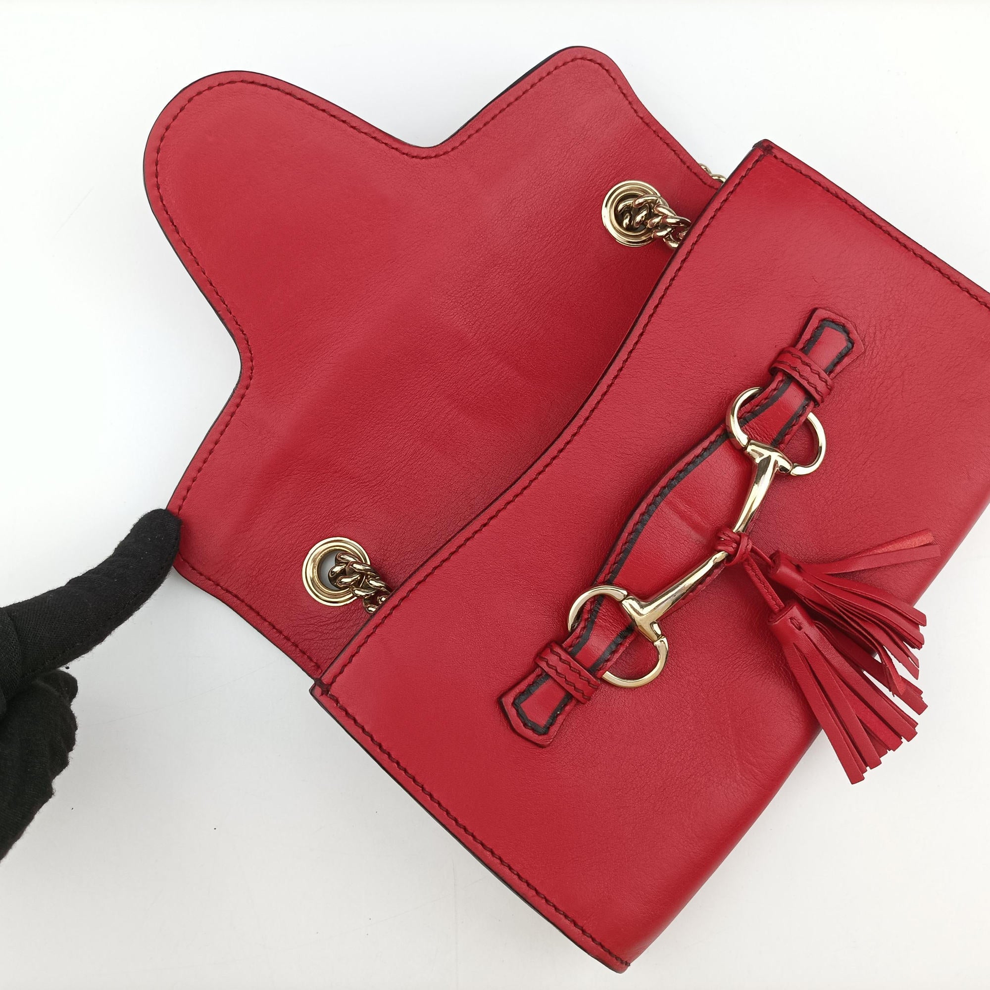 Pre-owned Gucci Emily Red Leather 283063 shoulderbag | stylenewstar