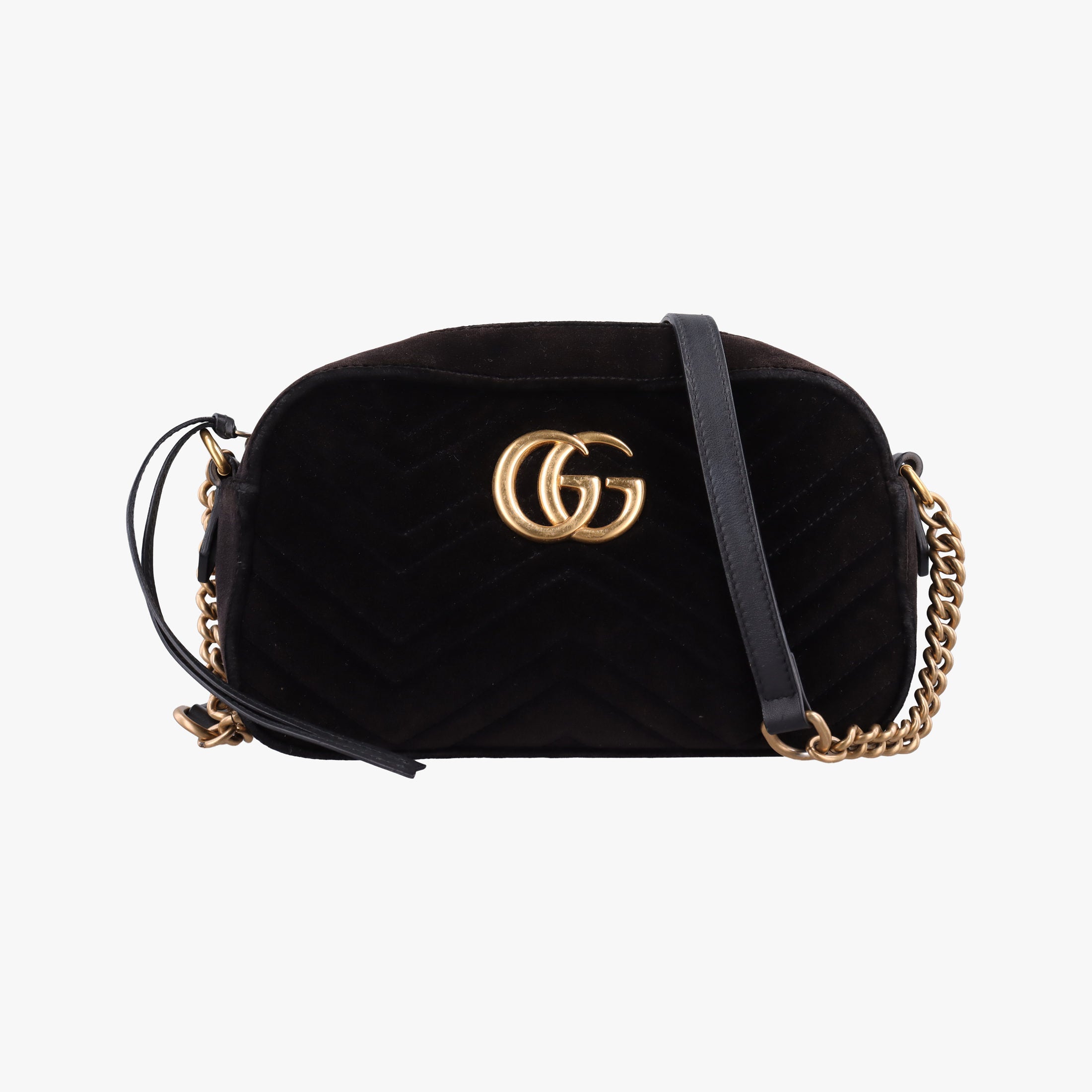 Pre-owned Gucci GG Marmont Black velour 447632 shoulderbag | stylenewstar
