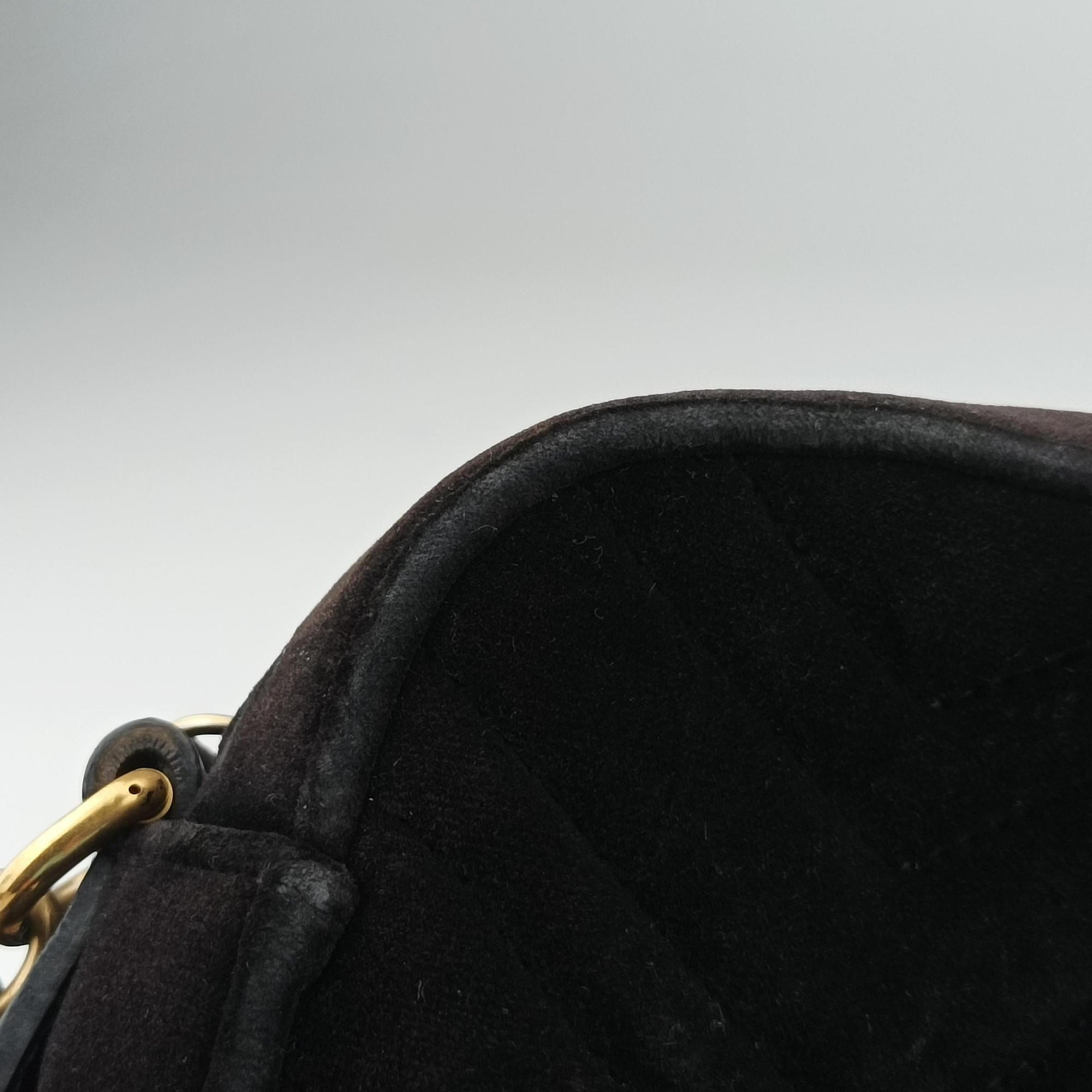 Pre-owned Gucci GG Marmont Black velour 447632 shoulderbag | stylenewstar