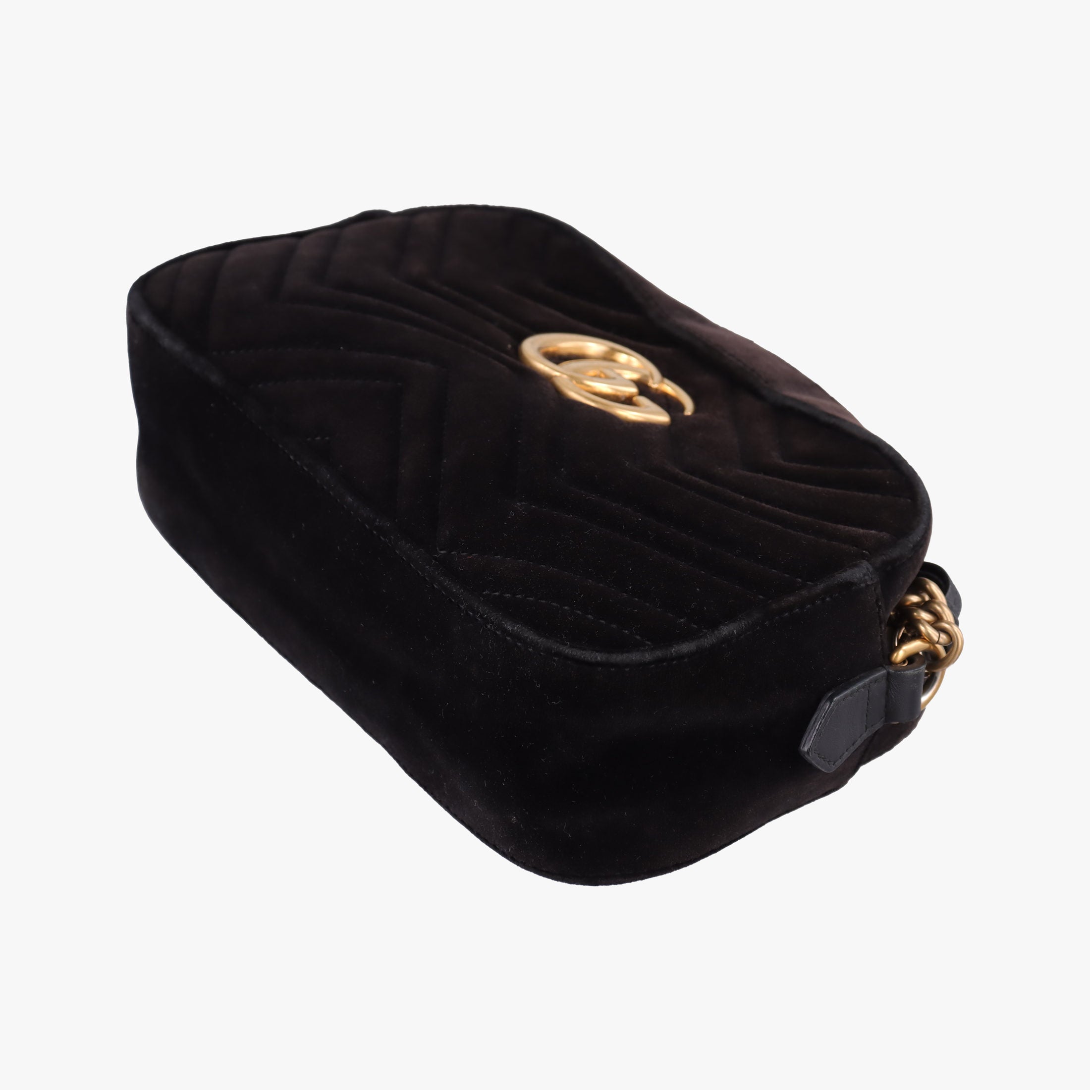 Pre-owned Gucci GG Marmont Black velour 447632 shoulderbag | stylenewstar