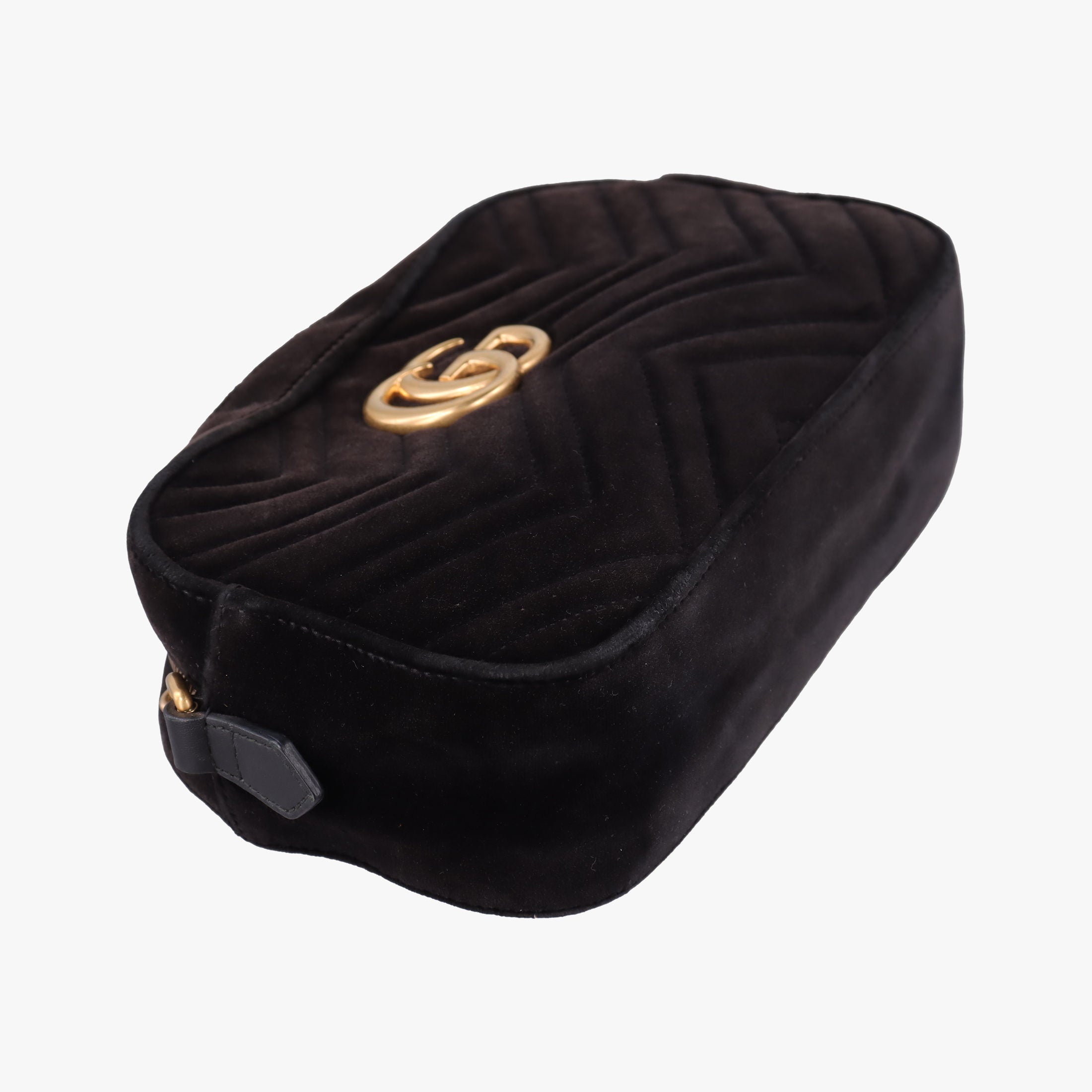 Pre-owned Gucci GG Marmont Black velour 447632 shoulderbag | stylenewstar