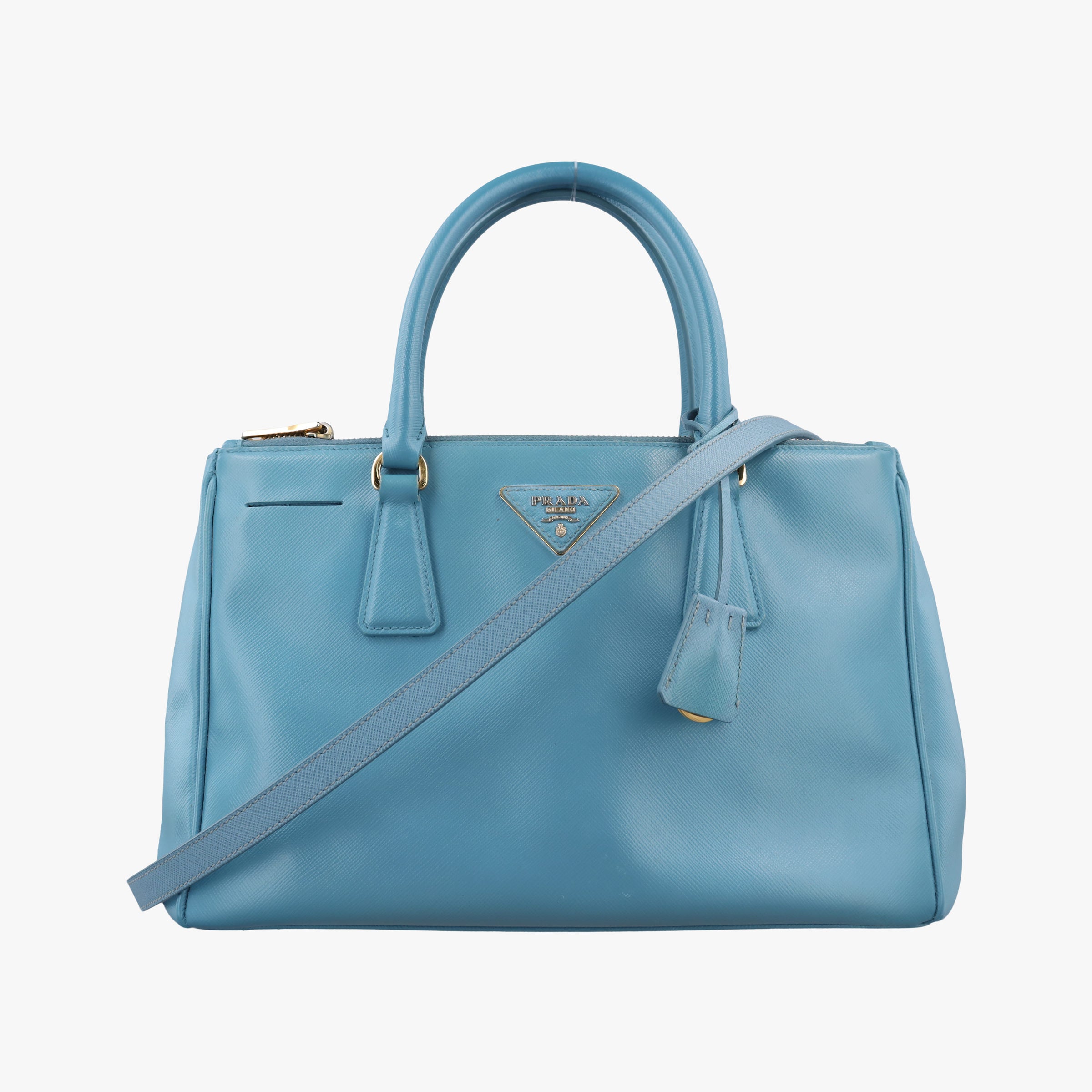 Pre-owned Prada Galleria Blue SAFFIANO Leather BN2274 shoulderbag | stylenewstar