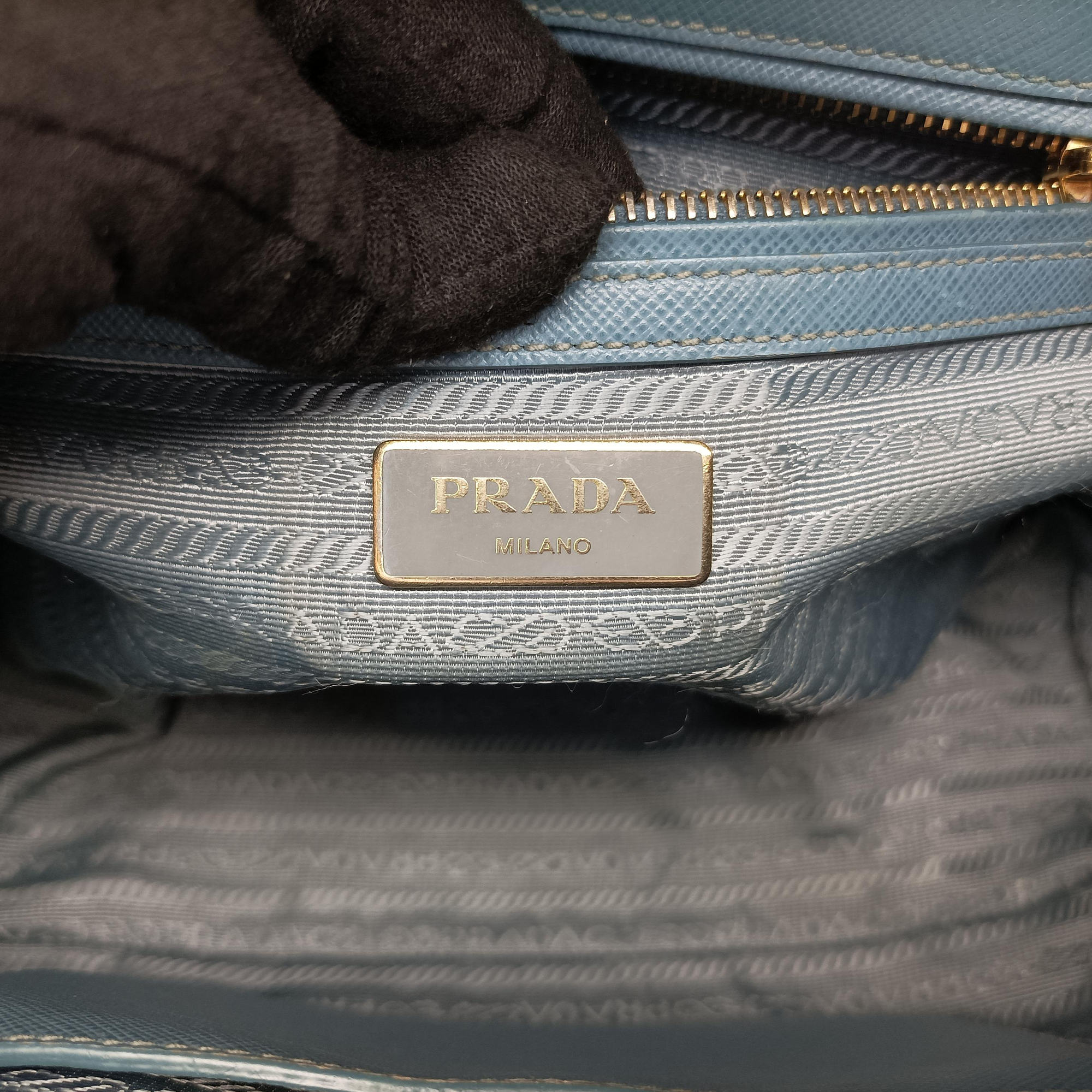 Pre-owned Prada Galleria Blue SAFFIANO Leather BN2274 shoulderbag | stylenewstar
