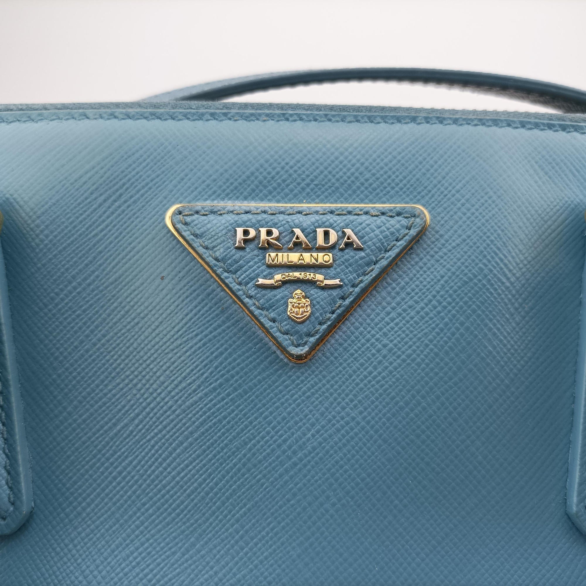 Pre-owned Prada Galleria Blue SAFFIANO Leather BN2274 shoulderbag | stylenewstar