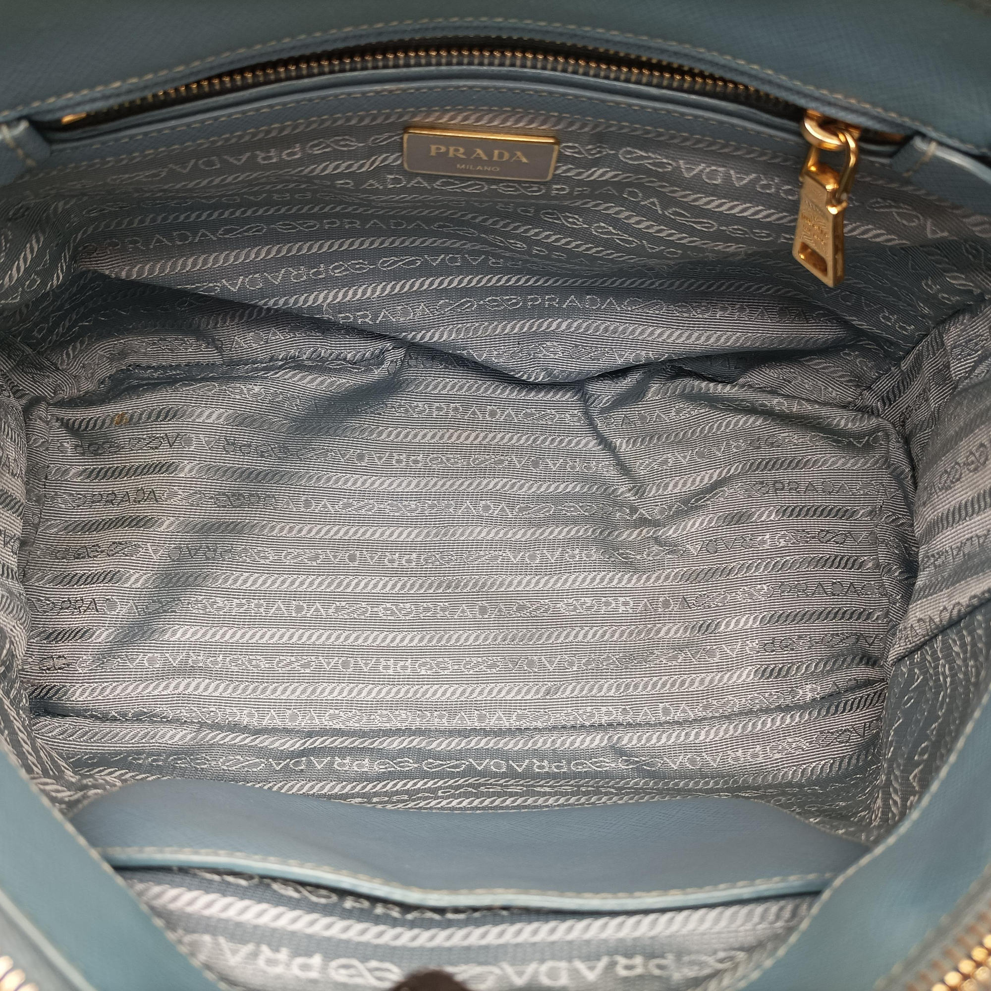 Pre-owned Prada Galleria Blue SAFFIANO Leather BN2274 shoulderbag | stylenewstar