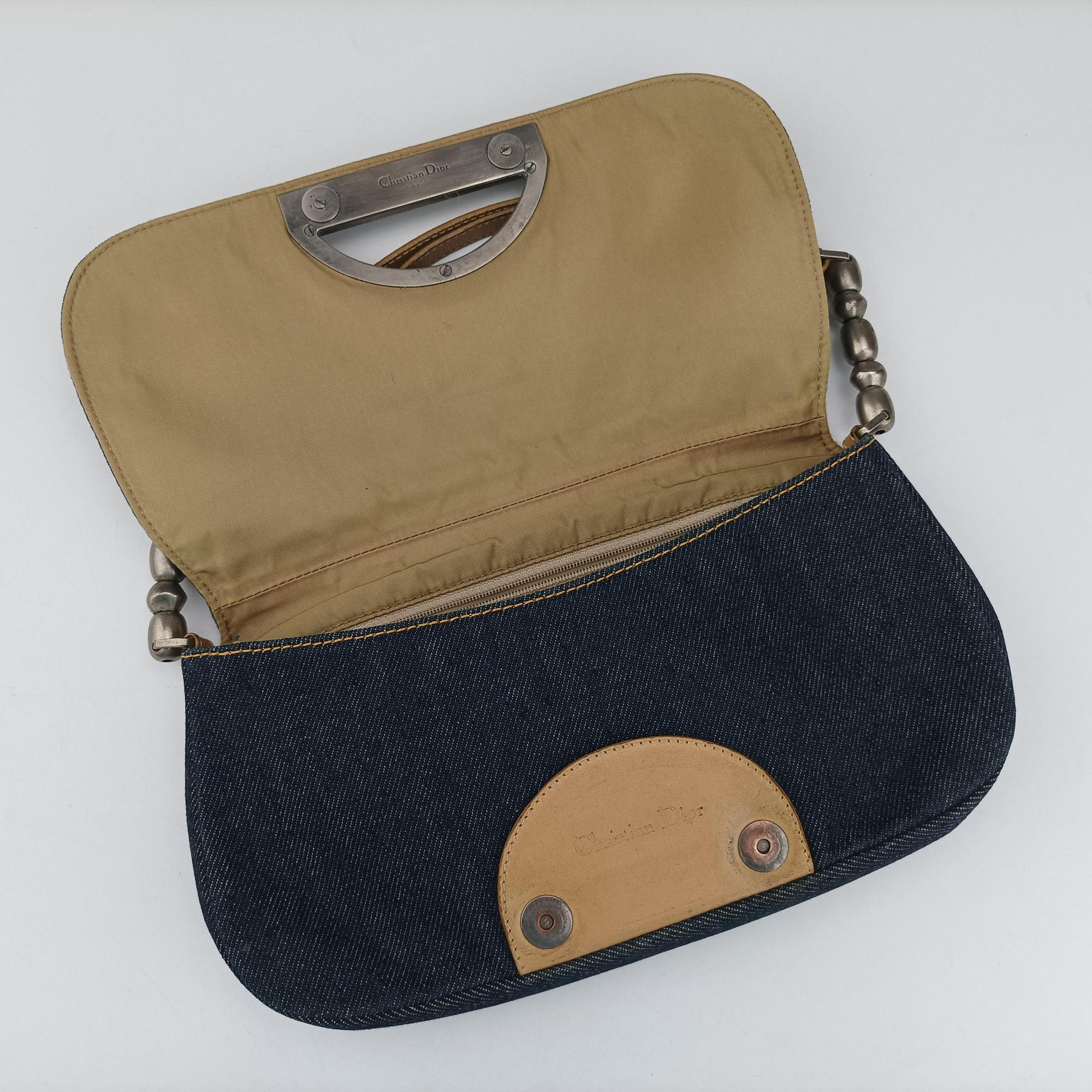 Pre-owned Christian Dior Marispearl Navy denim  handbag | stylenewstar