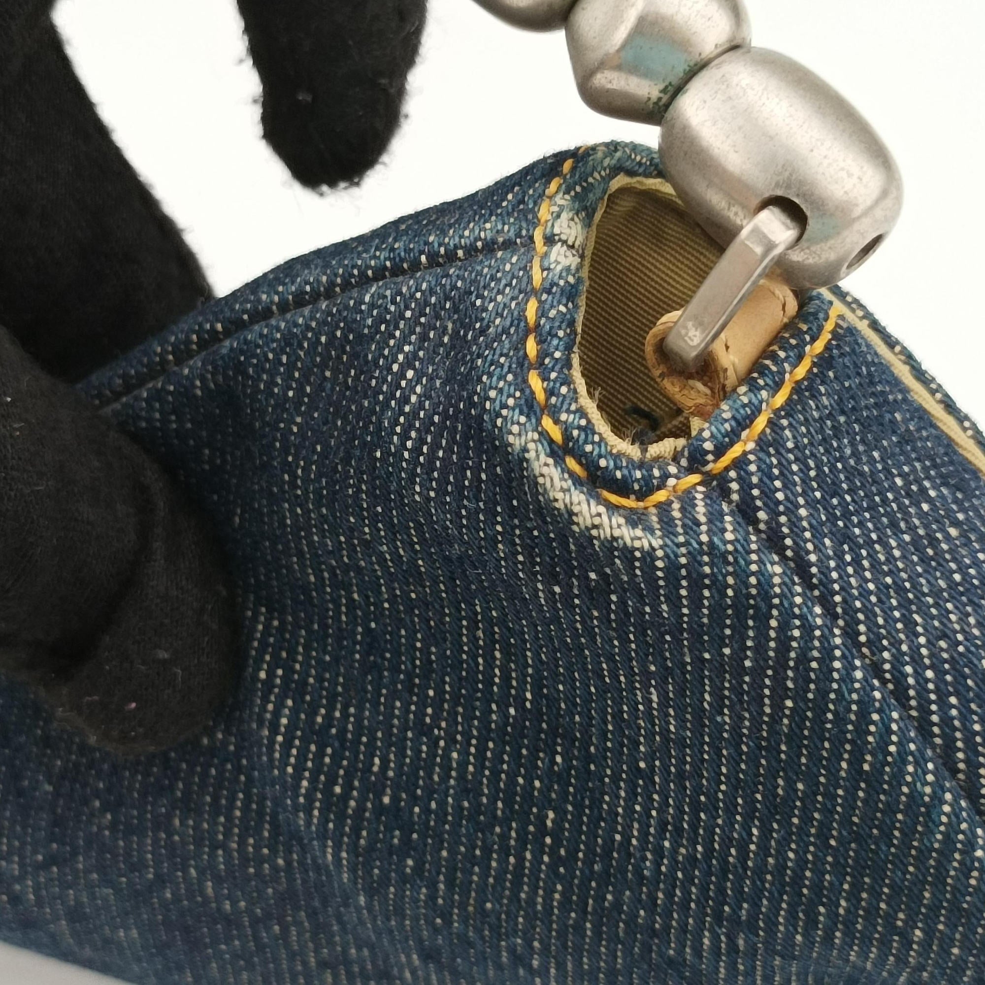 Pre-owned Christian Dior Marispearl Navy denim  handbag | stylenewstar