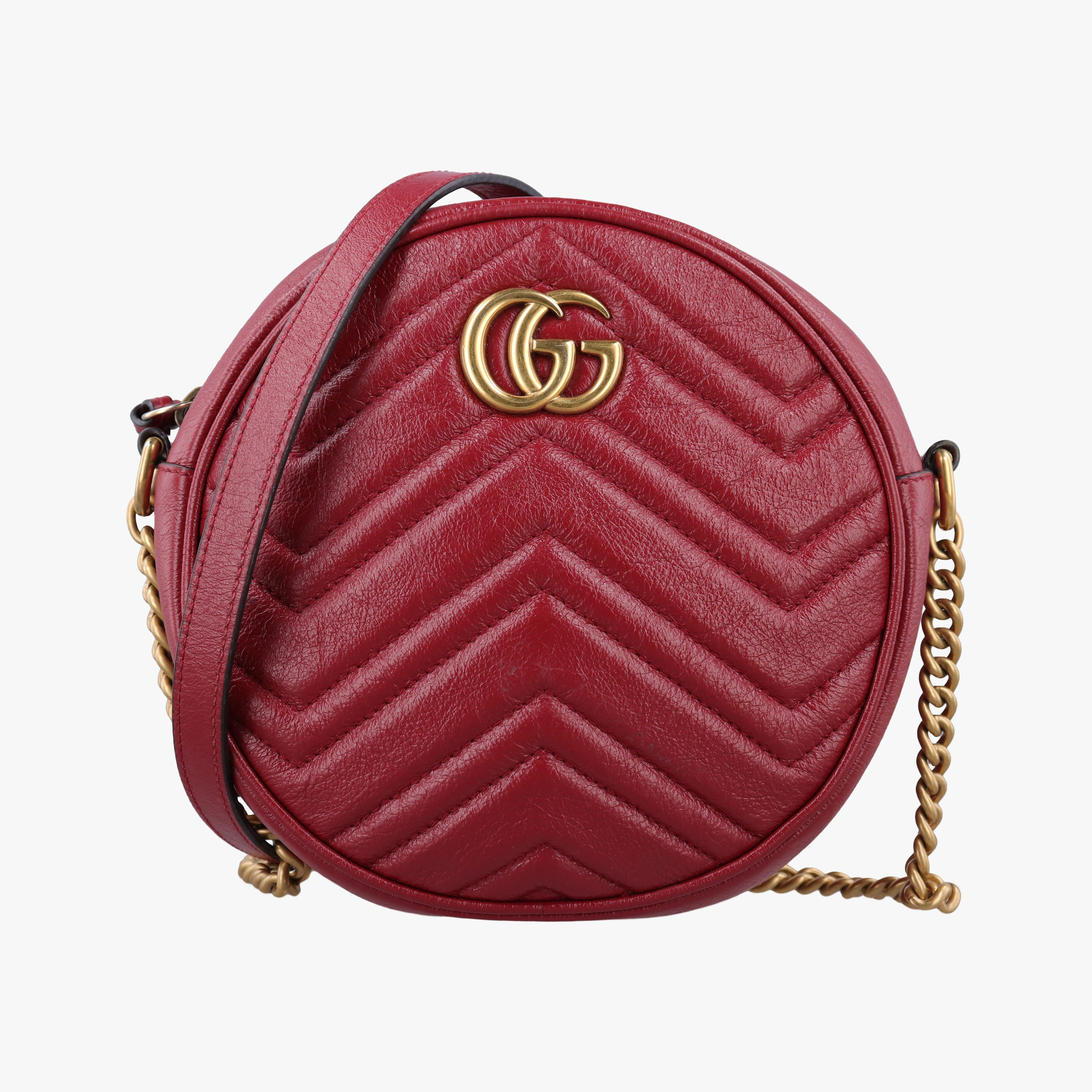 Pre-owned Gucci GG Marmont Red Leather 550154 shoulderbag | stylenewstar