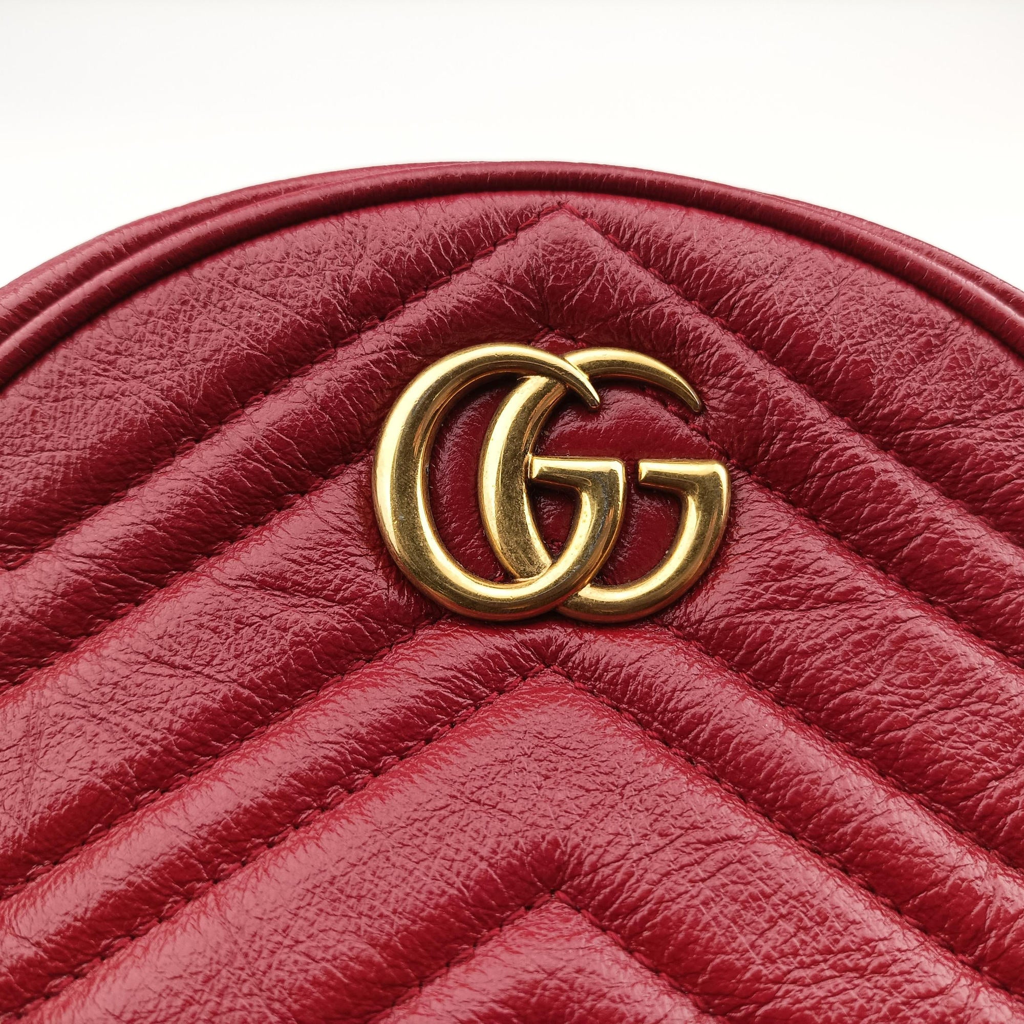 Pre-owned Gucci GG Marmont Red Leather 550154 shoulderbag | stylenewstar