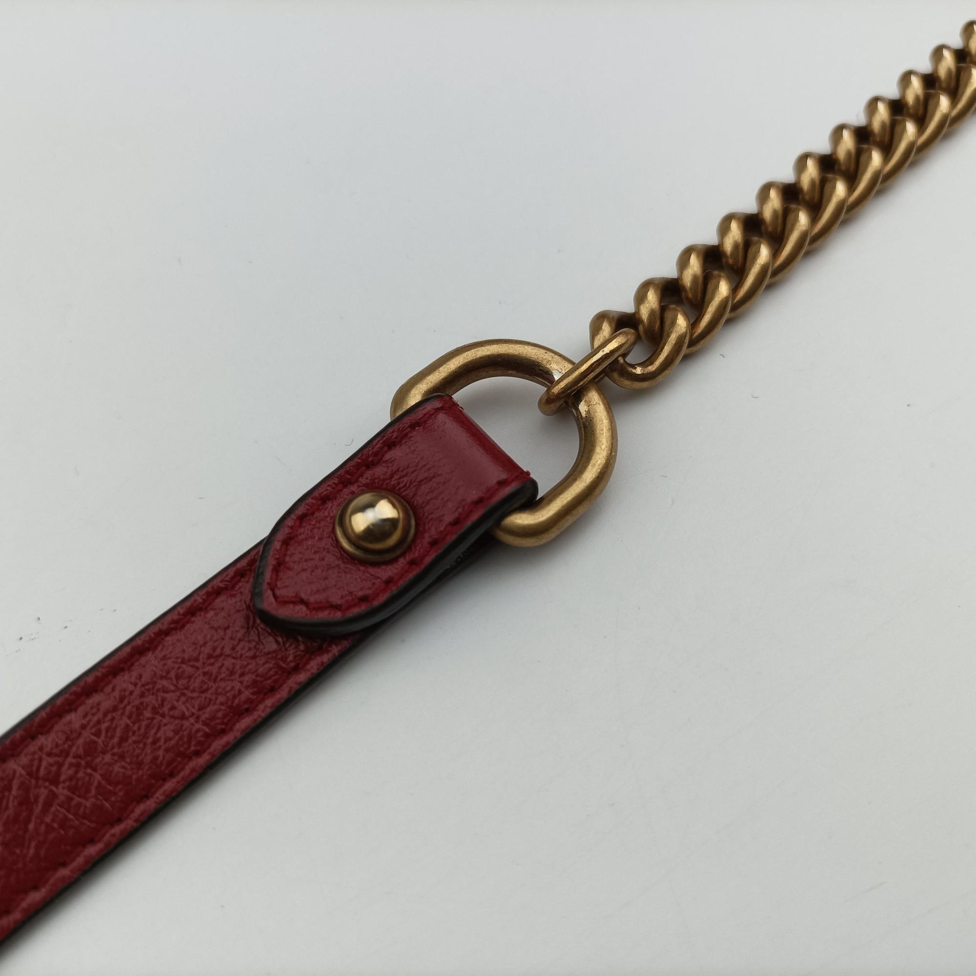 Pre-owned Gucci GG Marmont Red Leather 550154 shoulderbag | stylenewstar