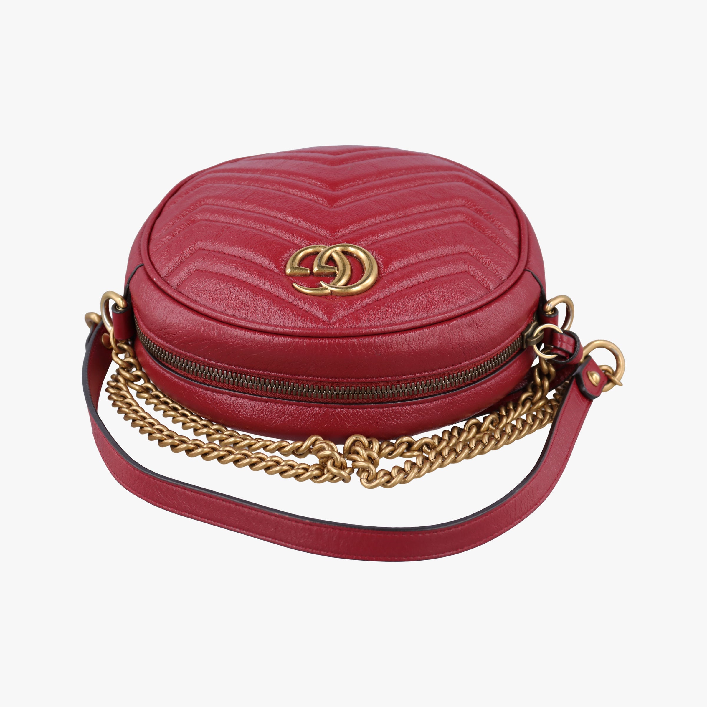 Pre-owned Gucci GG Marmont Red Leather 550154 shoulderbag | stylenewstar