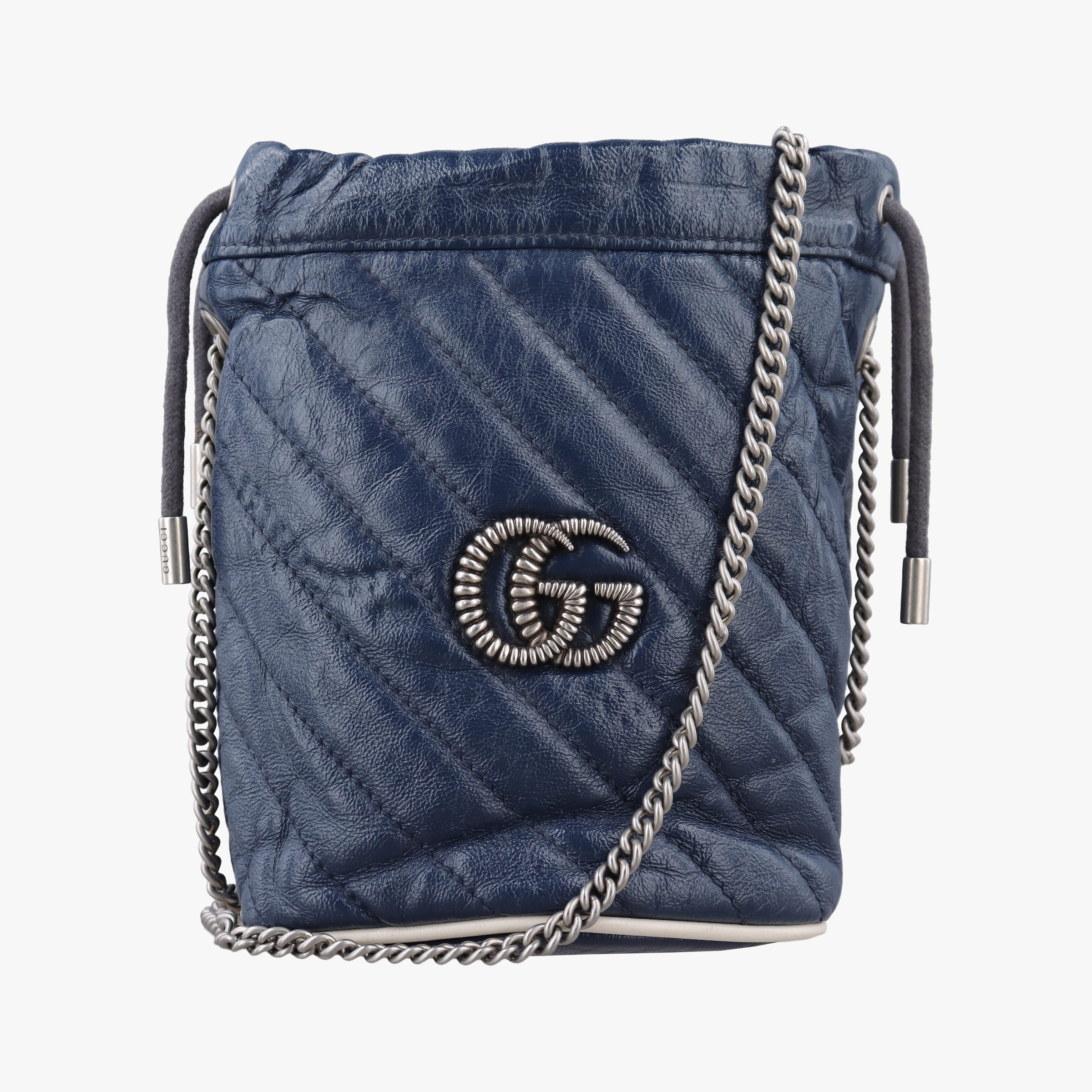Pre-owned Gucci GG Marmont Blue Leather 573817 shoulderbag | stylenewstar